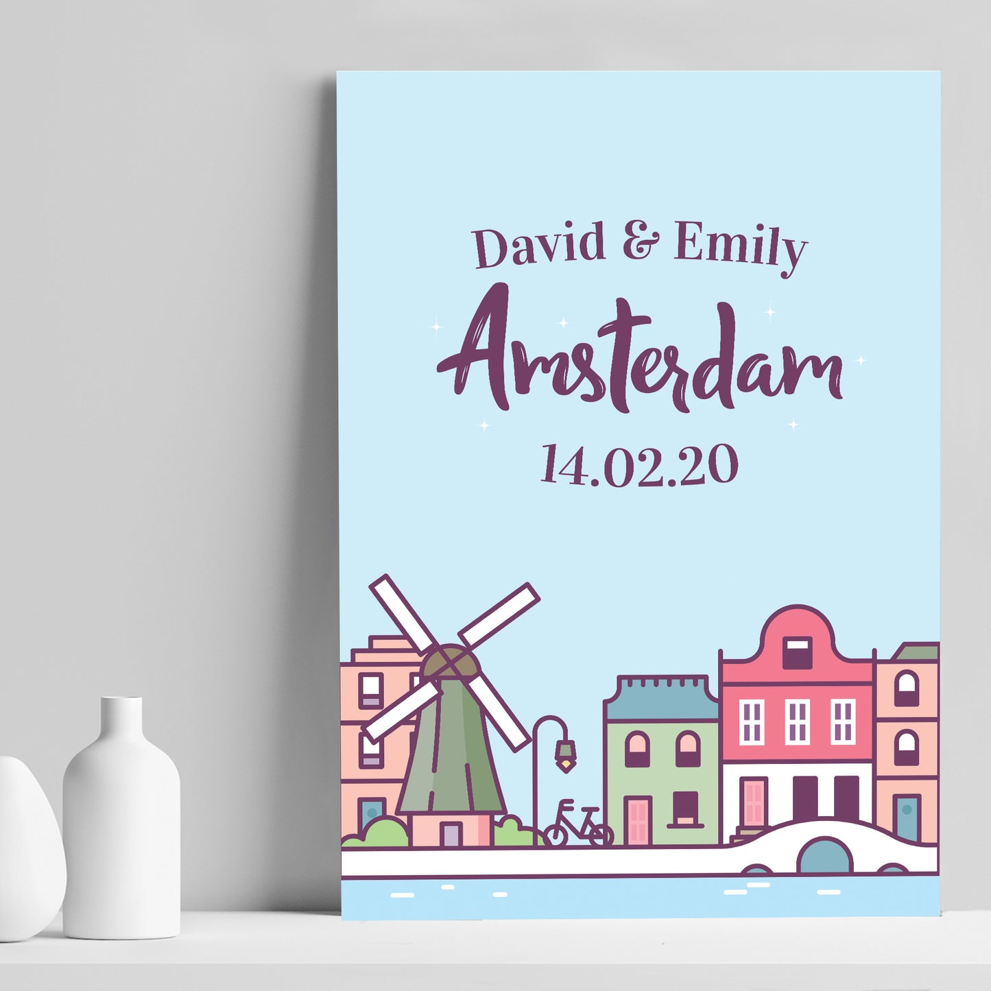 Personalised Amsterdam Print Holiday Reveal Travel Gift