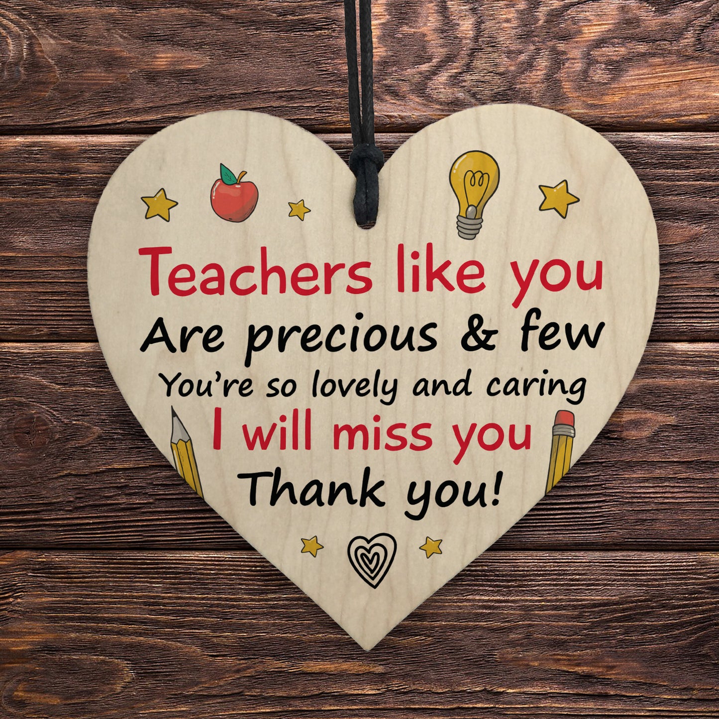 Thank You Gift For Teacher Heart Wood Plaque Leaving School End