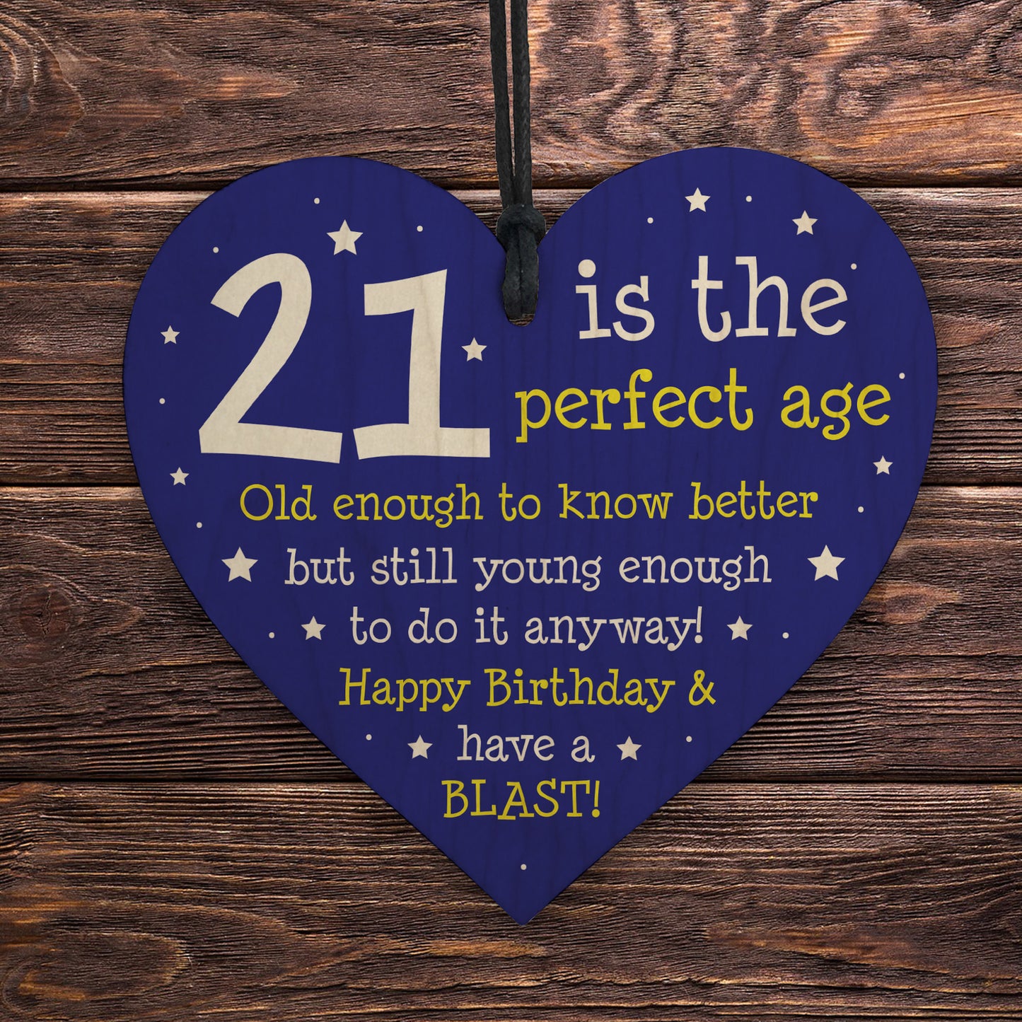 Perfect 21st Birthday Gift for Daughter or Son Wood Heart Humour