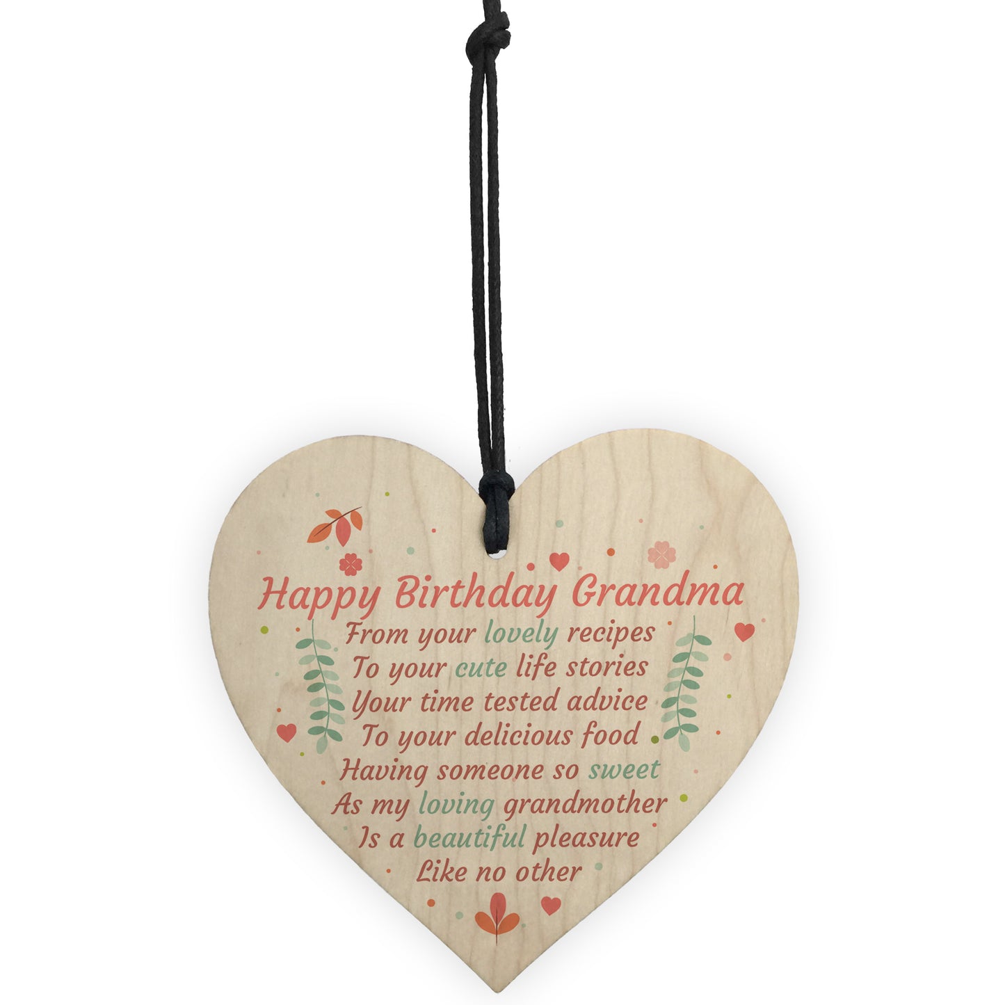 Happy Birthday Grandma Wood Heart Gran Nan Special Grandson