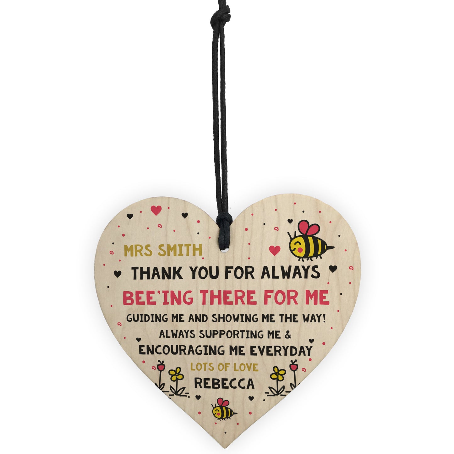 Gift For Teacher Teaching Assistant Personalised Wood Heart