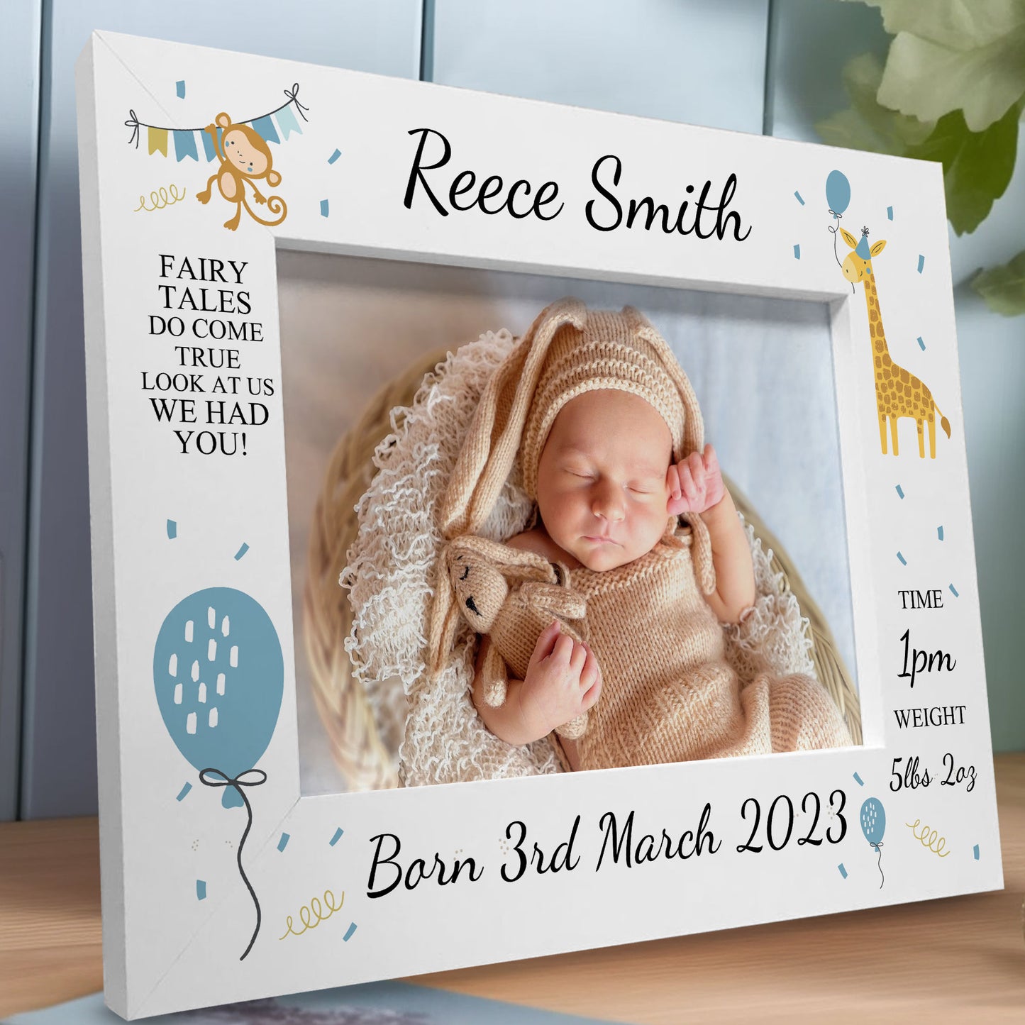 Personalised Baby Boy Gift Photo Frame Birth Details Nursery