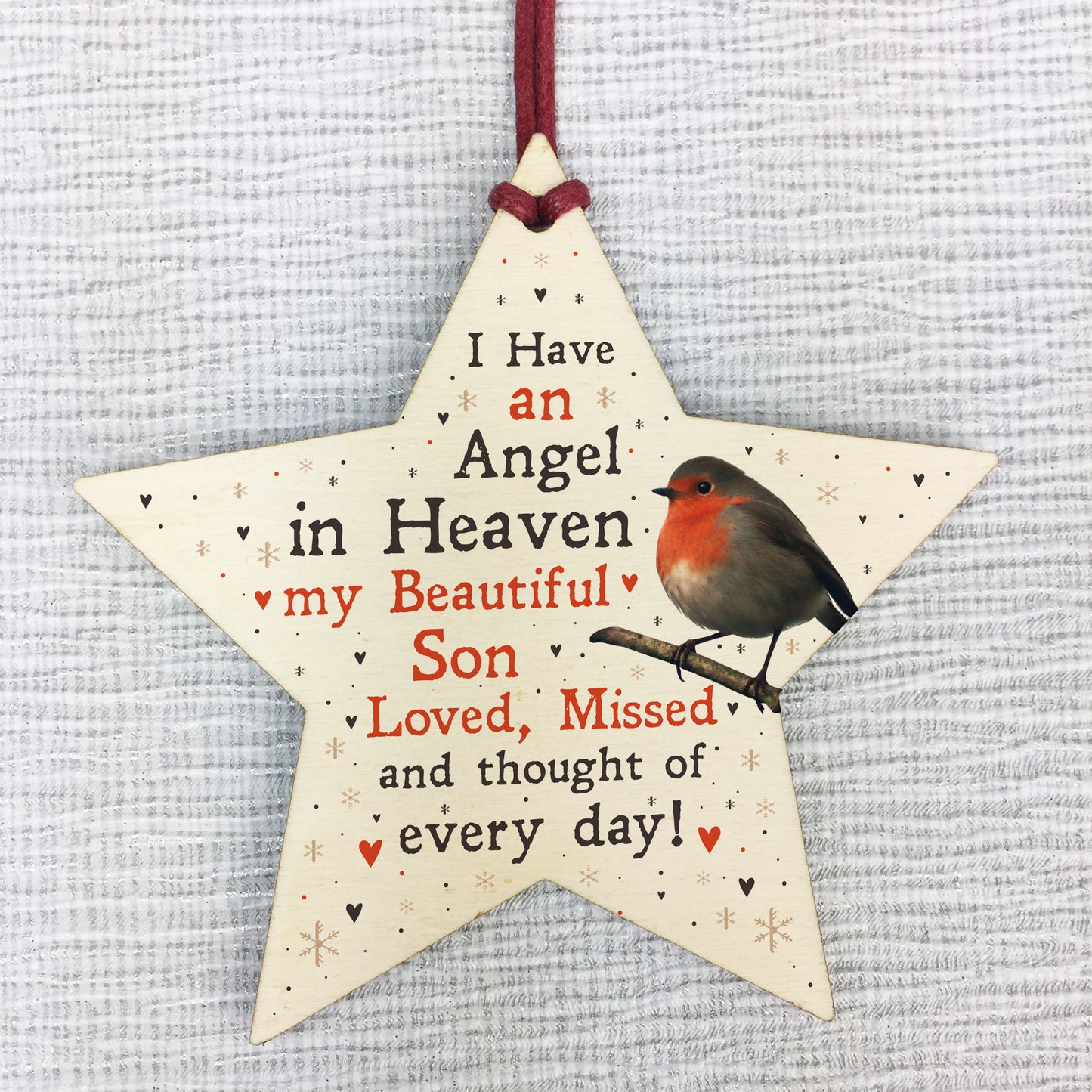 Robin Memorial Tree Hanging Decoration Son Memorial Gift Star