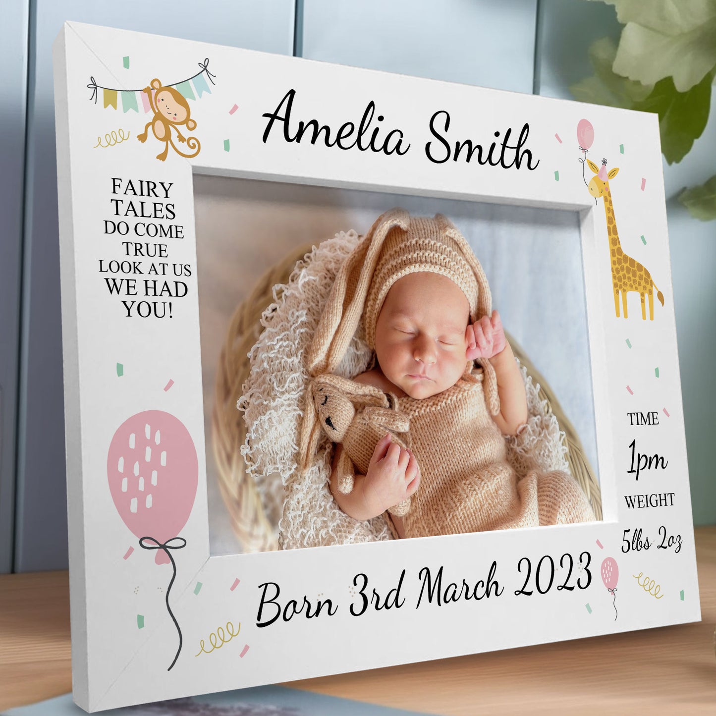 Personalised Baby Gift Photo Frame Birth Details Nursery Decor