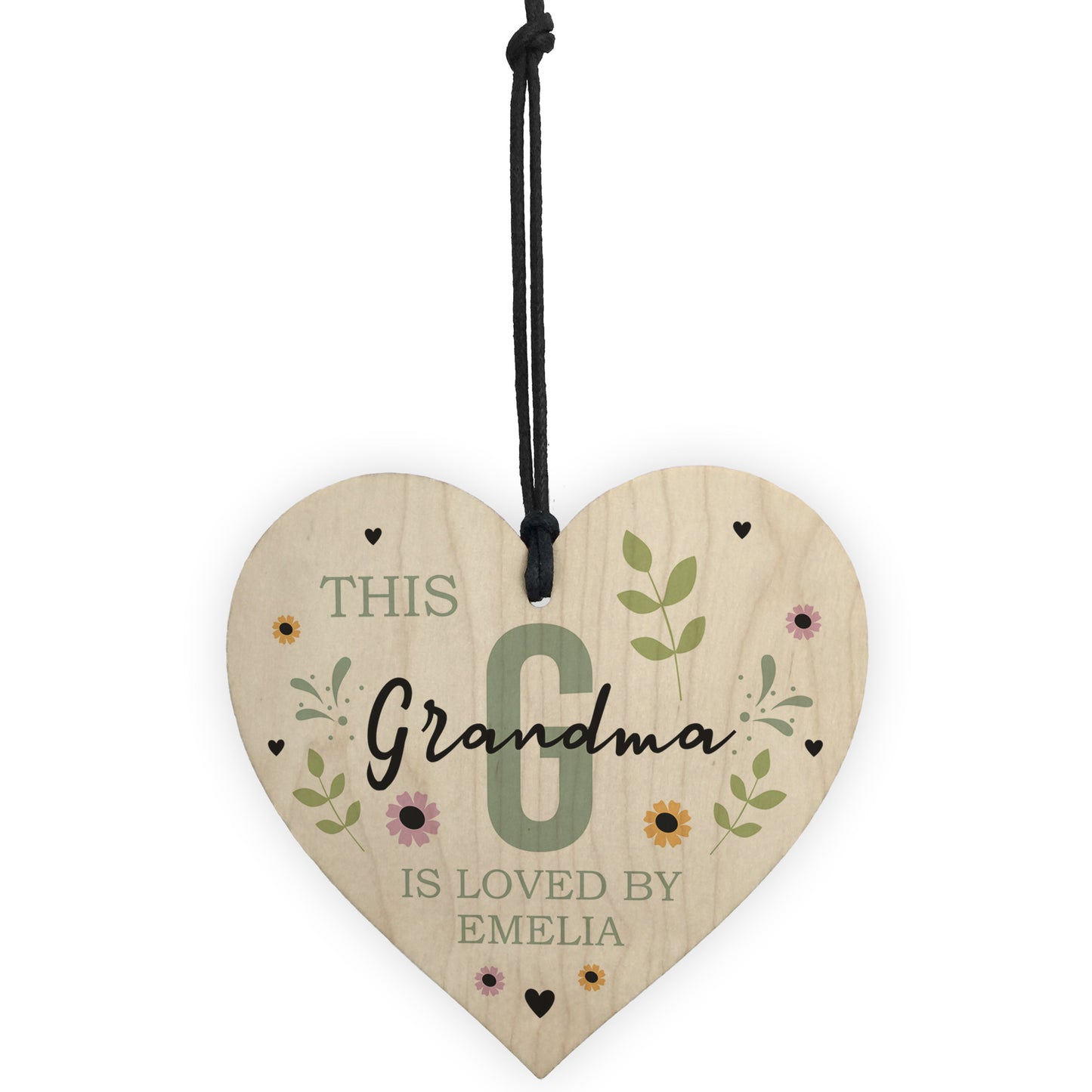 Personalised Mothers Day Birthday Gift For Grandma Wood Heart