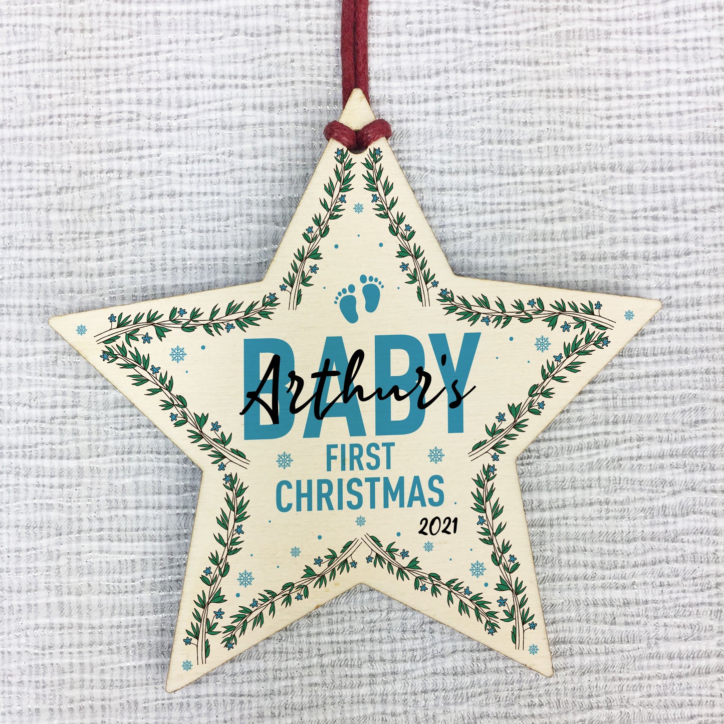 1st First Christmas Bauble Personalised Wood Tree Decoration