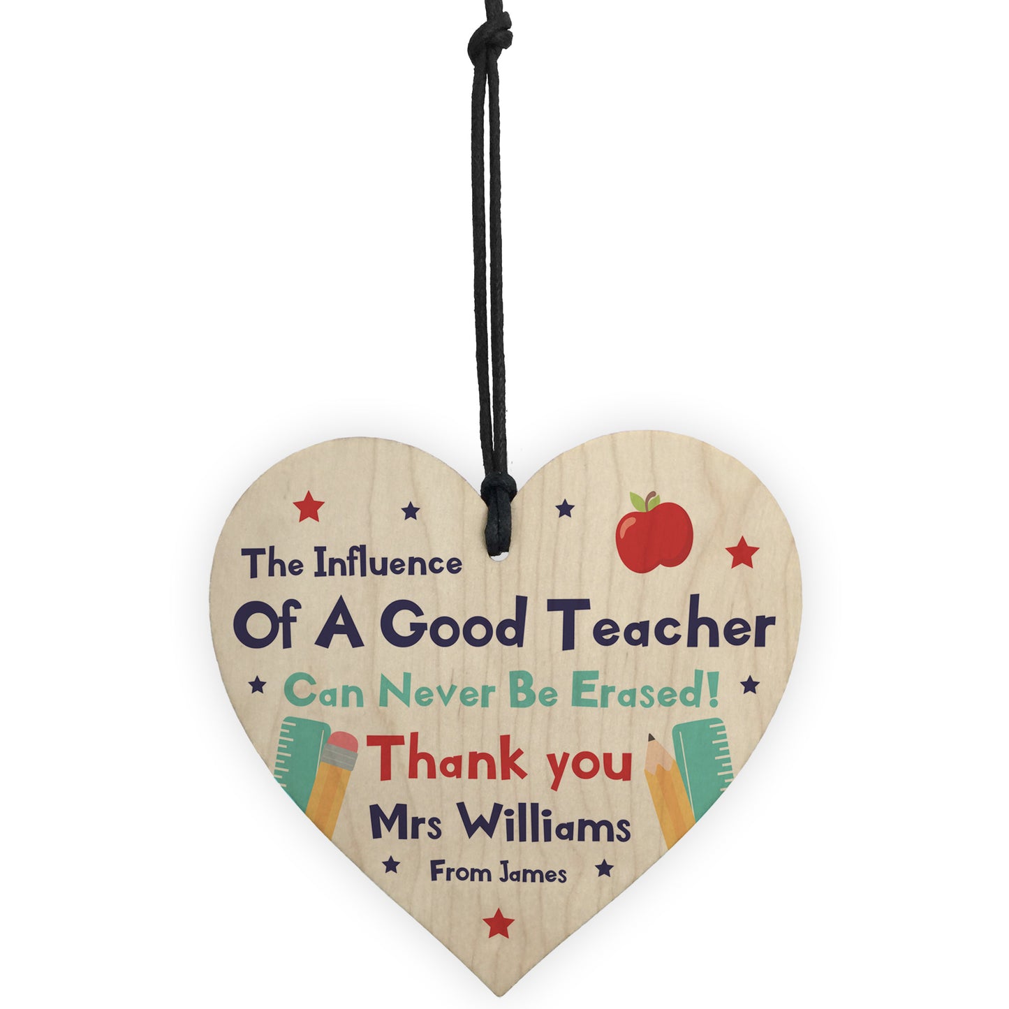 Personalised Teacher Gifts Wood Heart Cute Thank You Gift