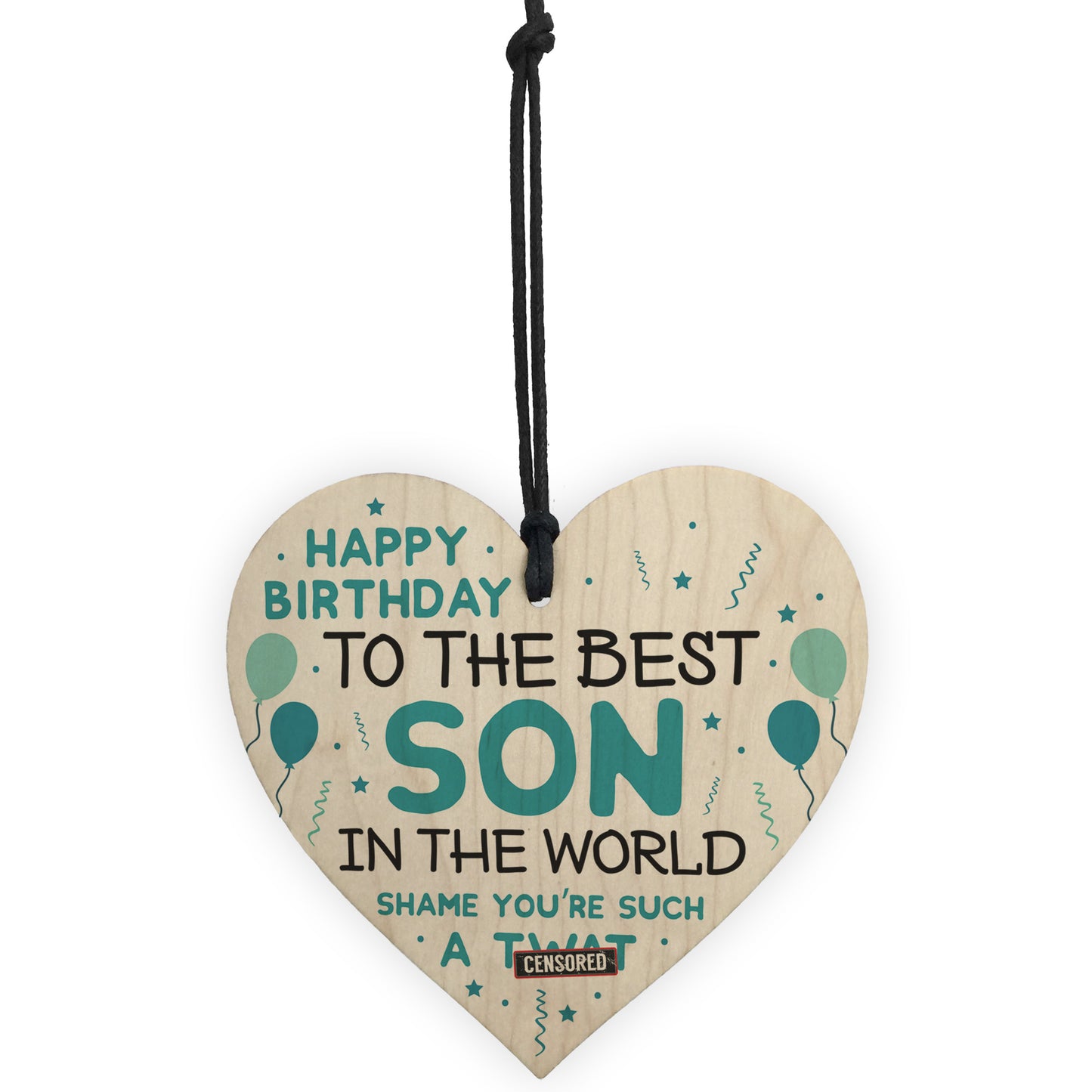 Funny Happy Birthday Gift For Son Wood Heart Son Birthday Card