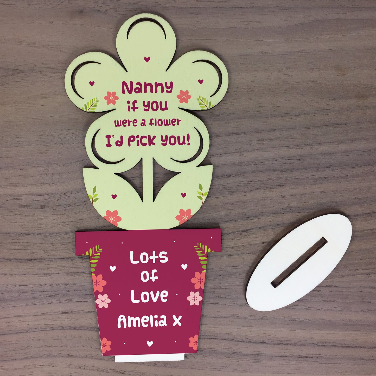 Personalised Nanny Gift Novelty Wooden Flower Birthday Gifts
