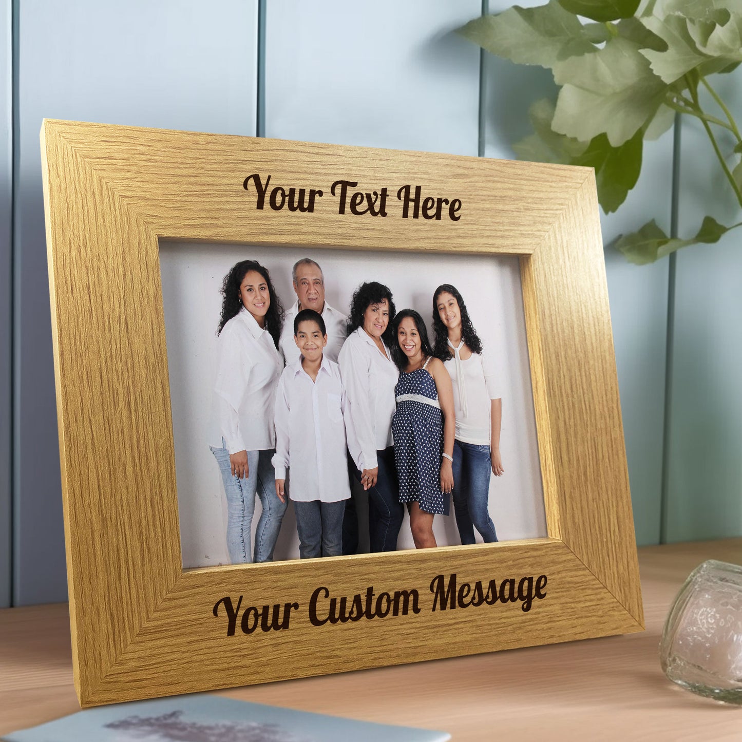 Personalised Oak Wooden Photo Frame Custom Any Text