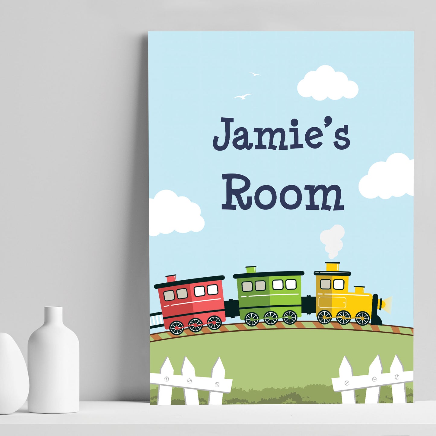 Personalised Boys Bedroom Decor Nursery Art Train Print Picture