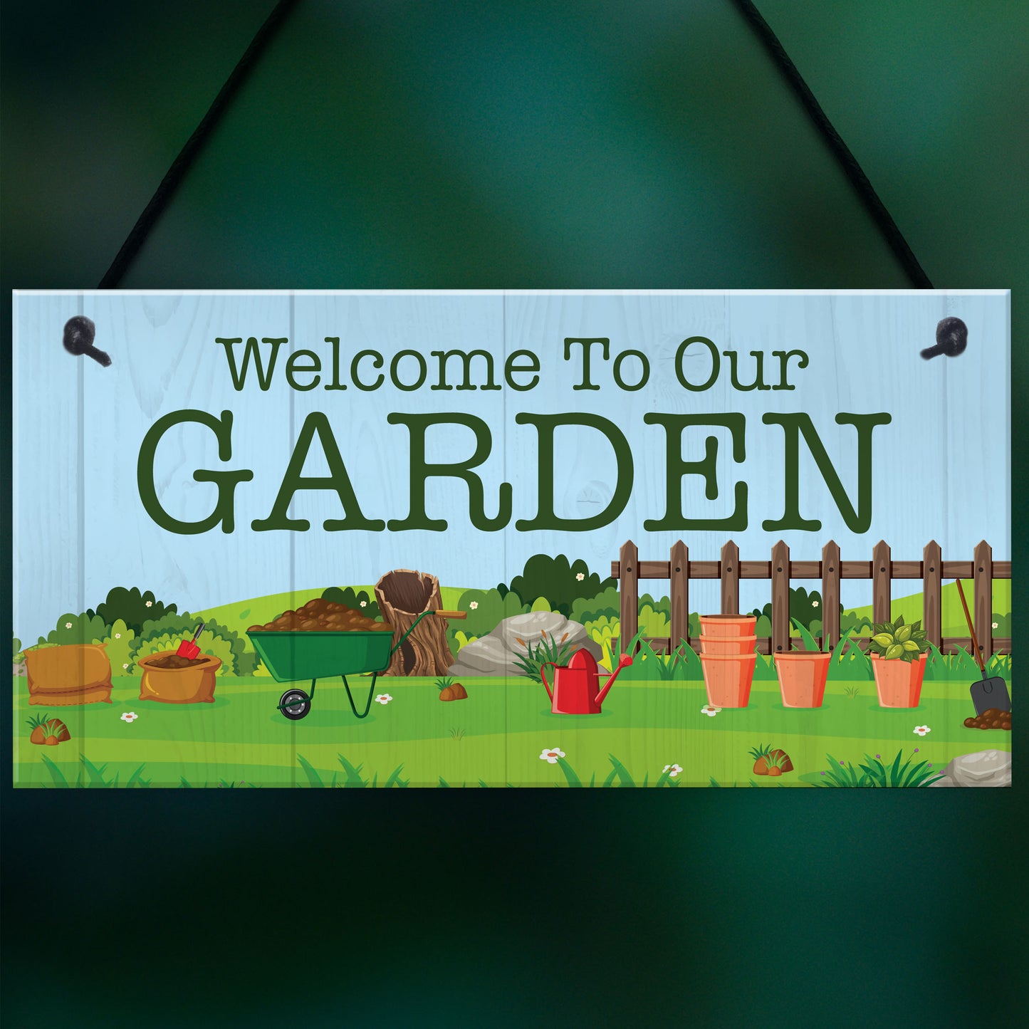 Welcome To Our Garden Sign Hanging Wall Door Shed Sign Gift