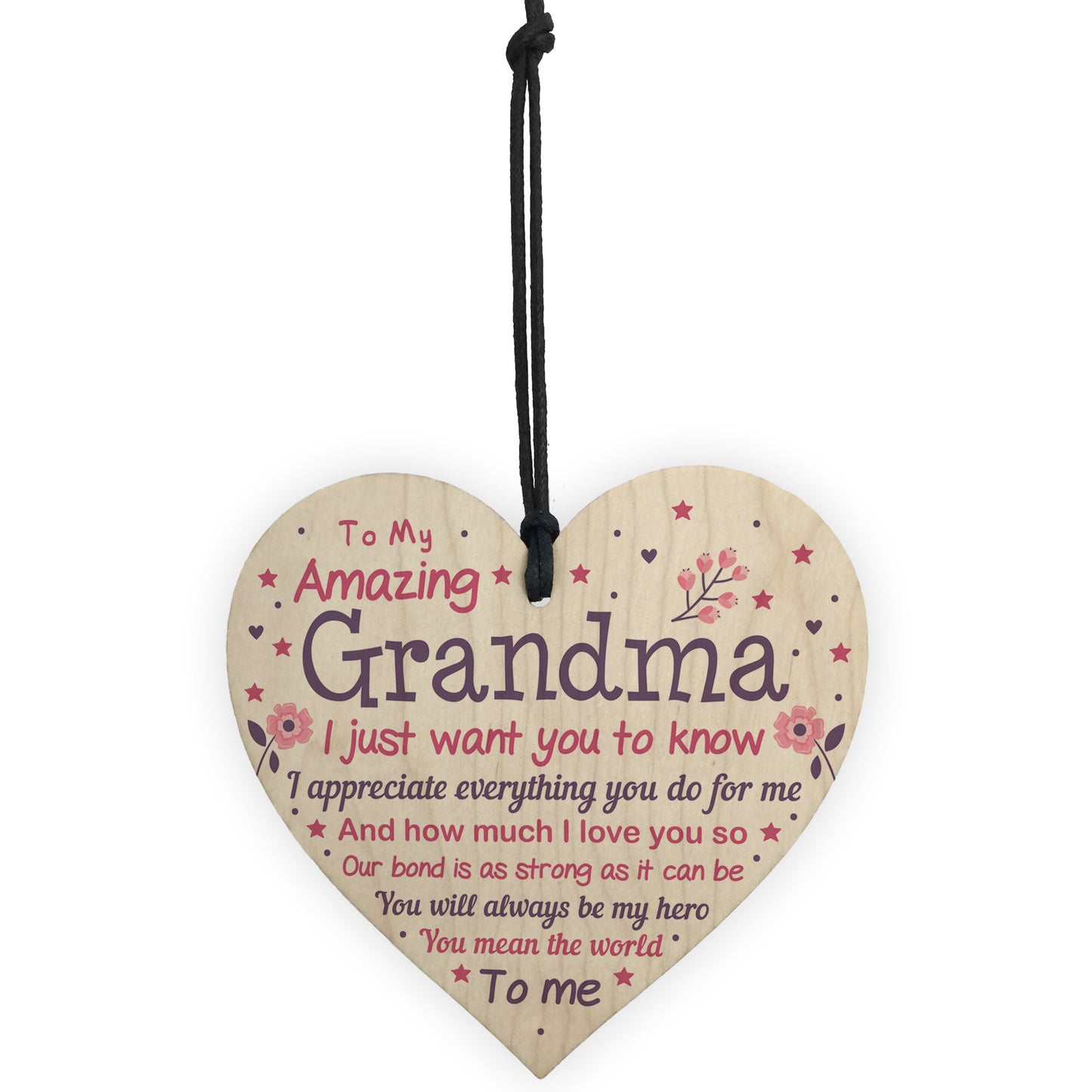 Cute Grandma Wooden Heart Nan Birthday Christmas Gifts