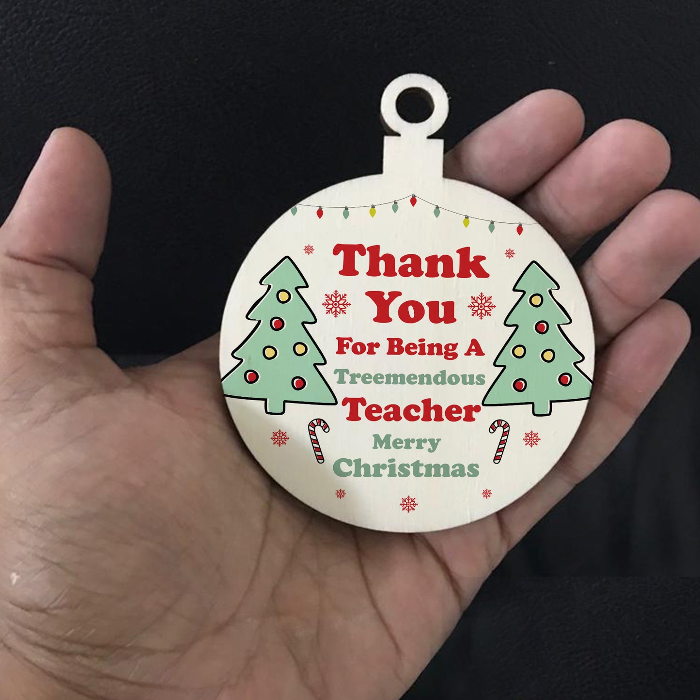 Funny Christmas Gift For Teacher Hanging Wood Tree Decoration