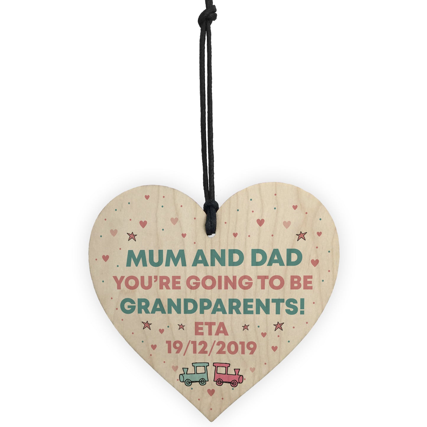 Baby Pregnancy Annoucement Card Wood Heart Gift For Grandparents