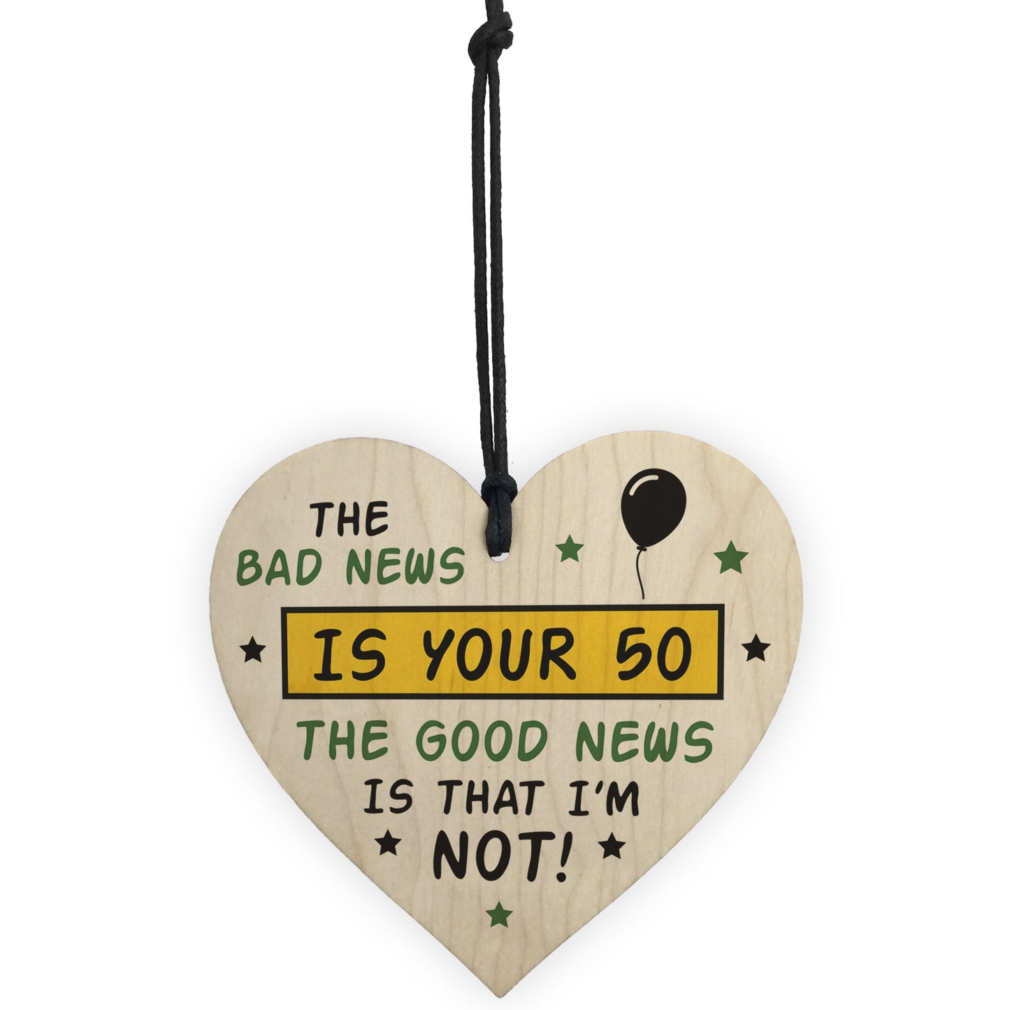 Funny 50th Birthday Wooden Heart Sign Gift For Friend Him