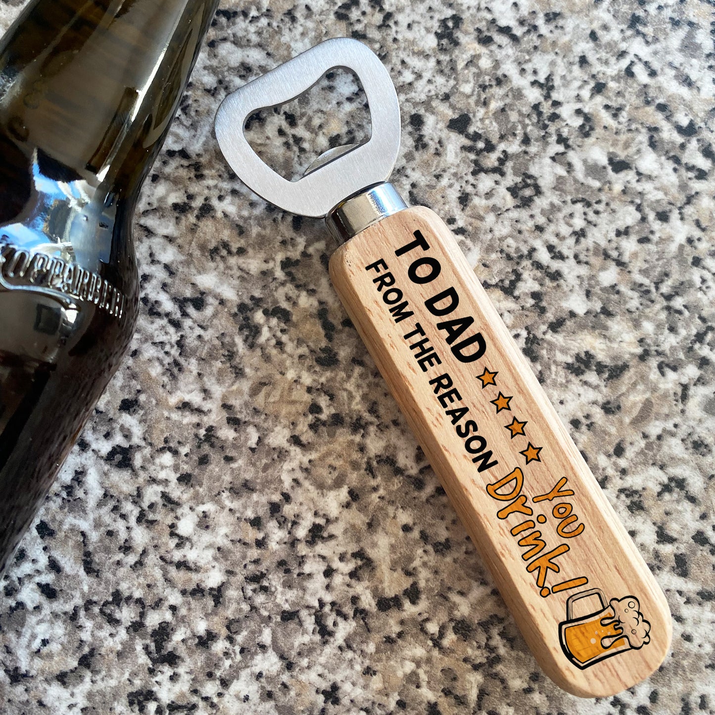 Funny Birthday Fathers Day Gift For Dad Wood Beer Bottle Opener