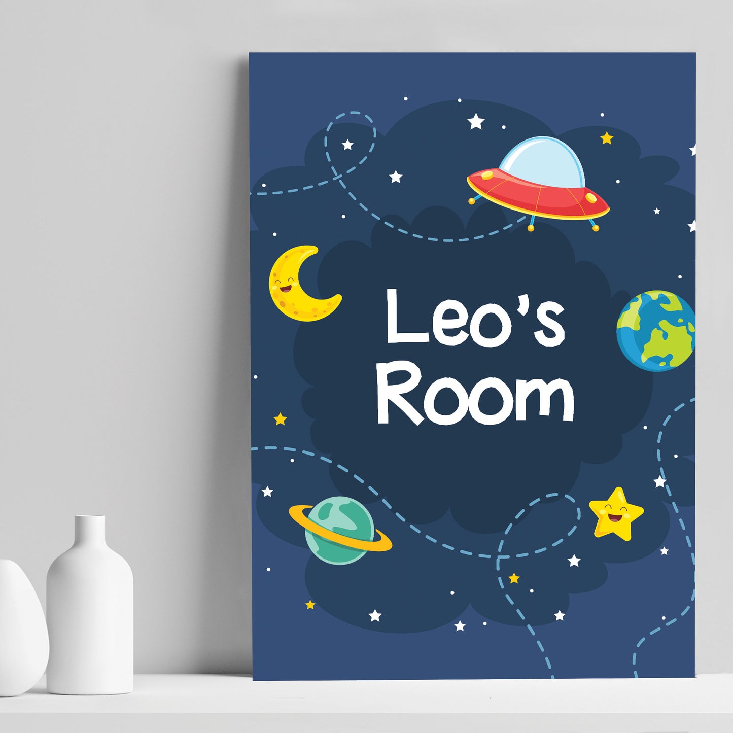 Personalised Space Theme Print For Boys Bedroom Nursery Decor