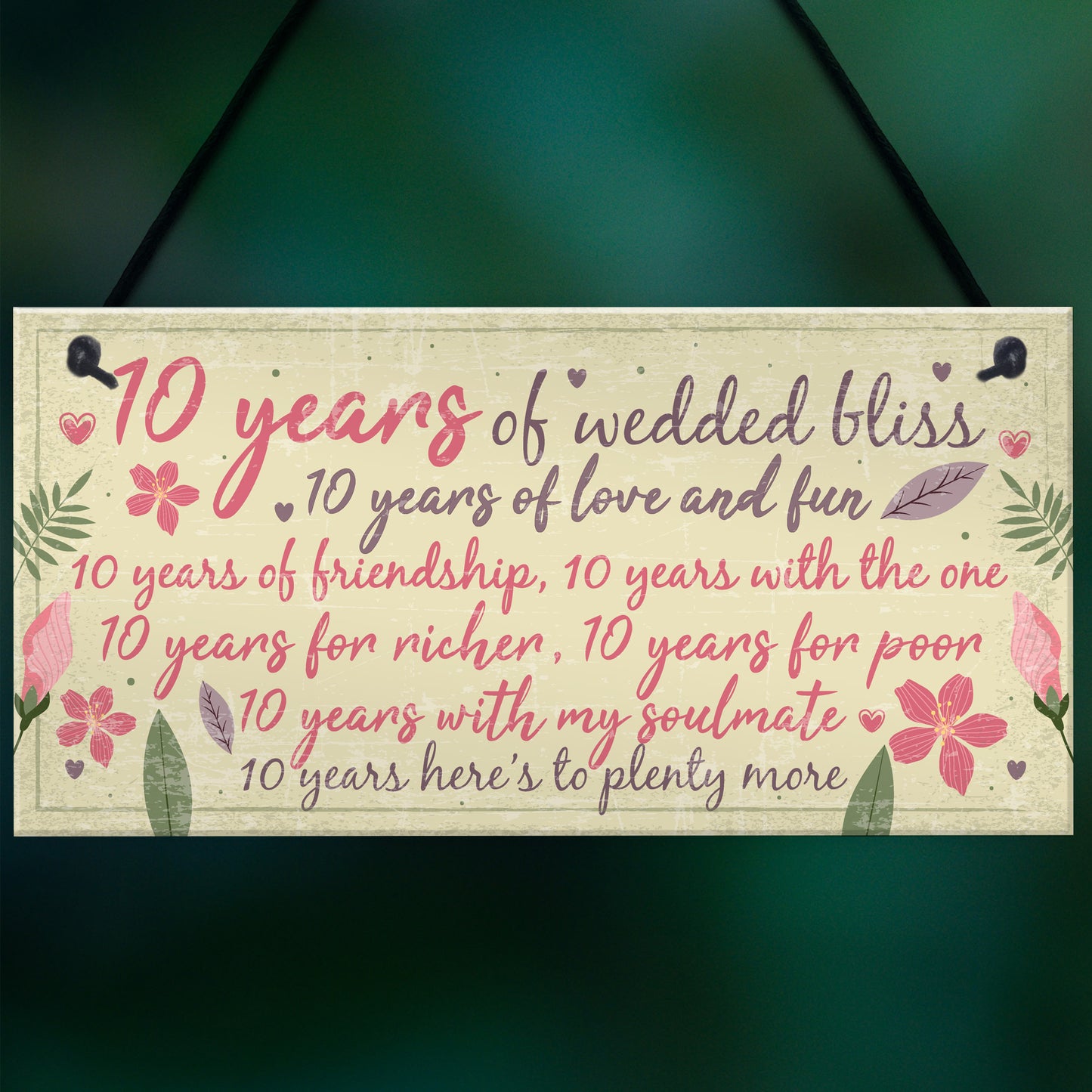 10th Wedding Anniversary Card Gift For Husband Wife Ten Year