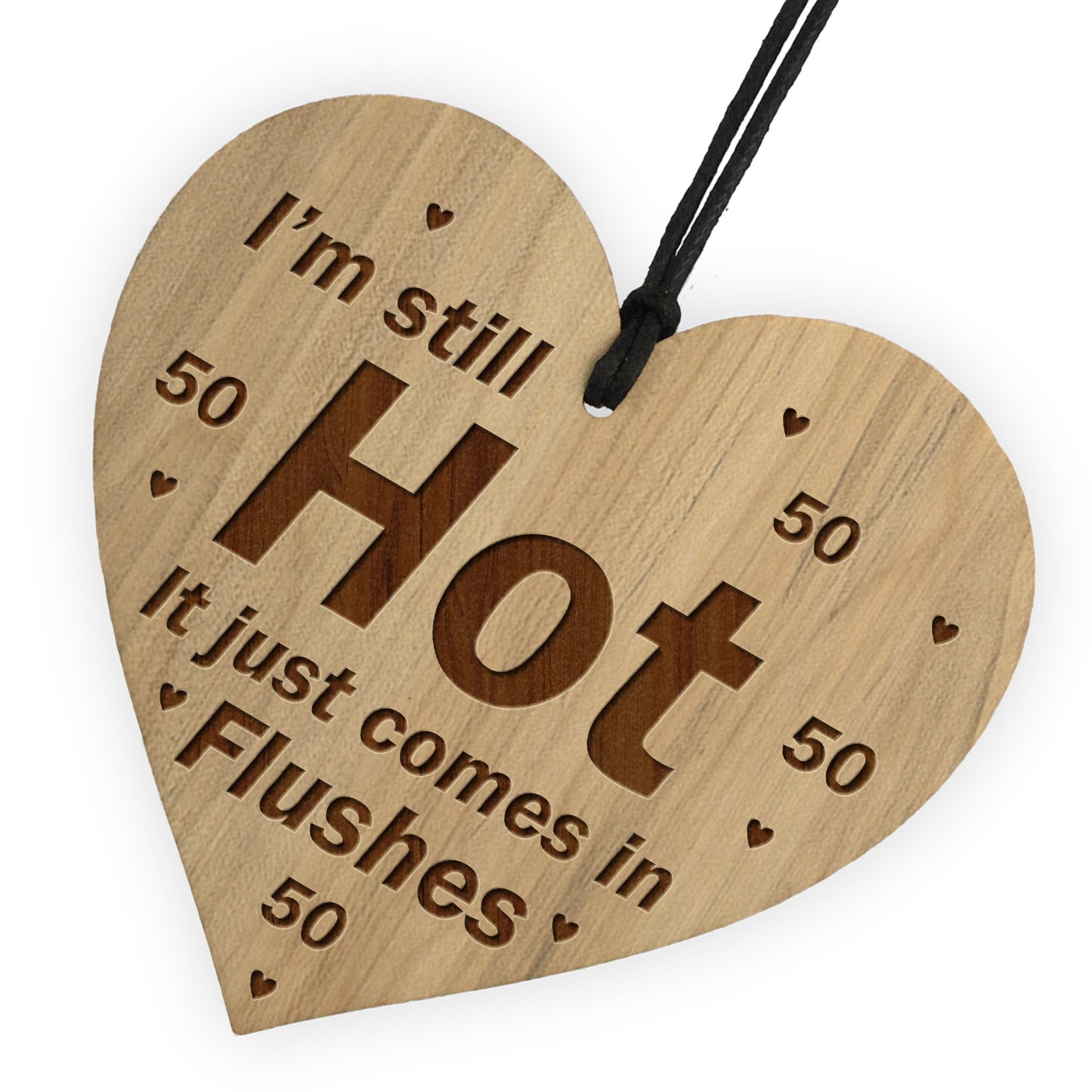 50th Birthday Gift Fifty Birthday Wood Engraved Heart Gift