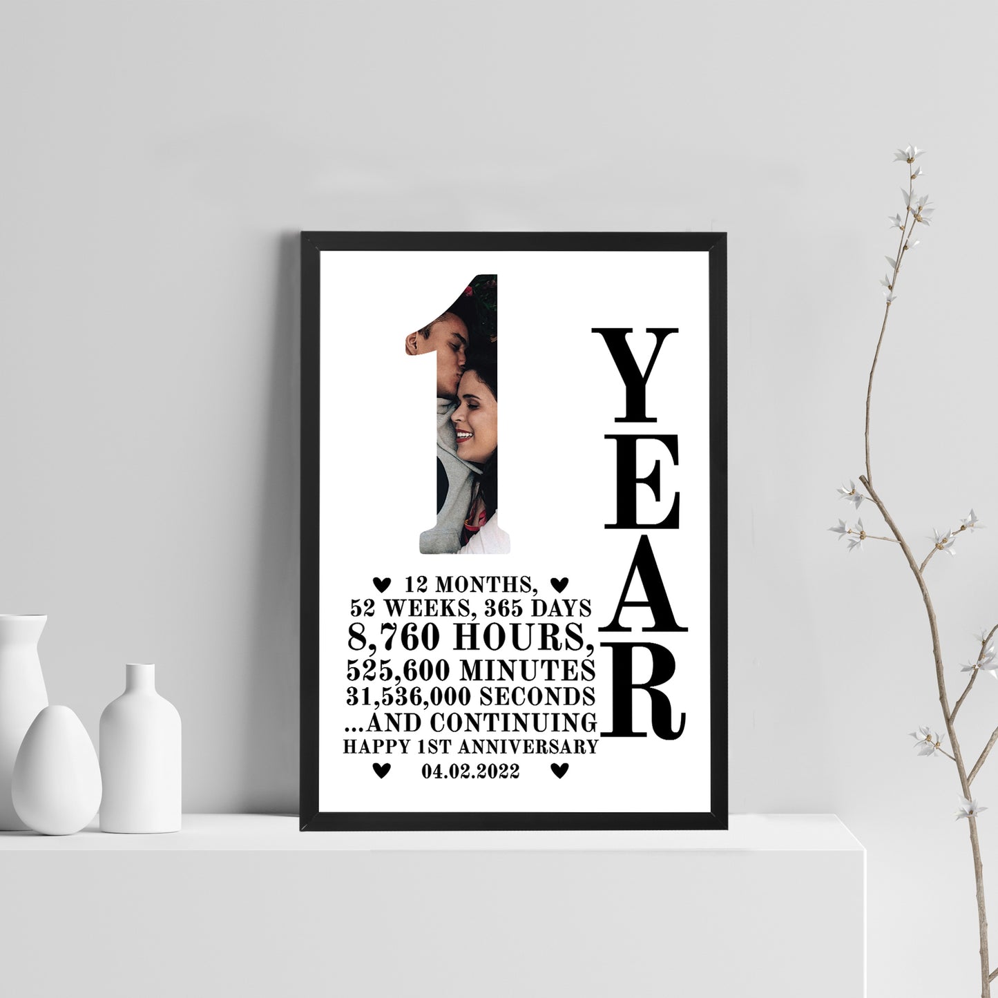 1st Anniversary Gift Framed Print Personalised Photo Husband