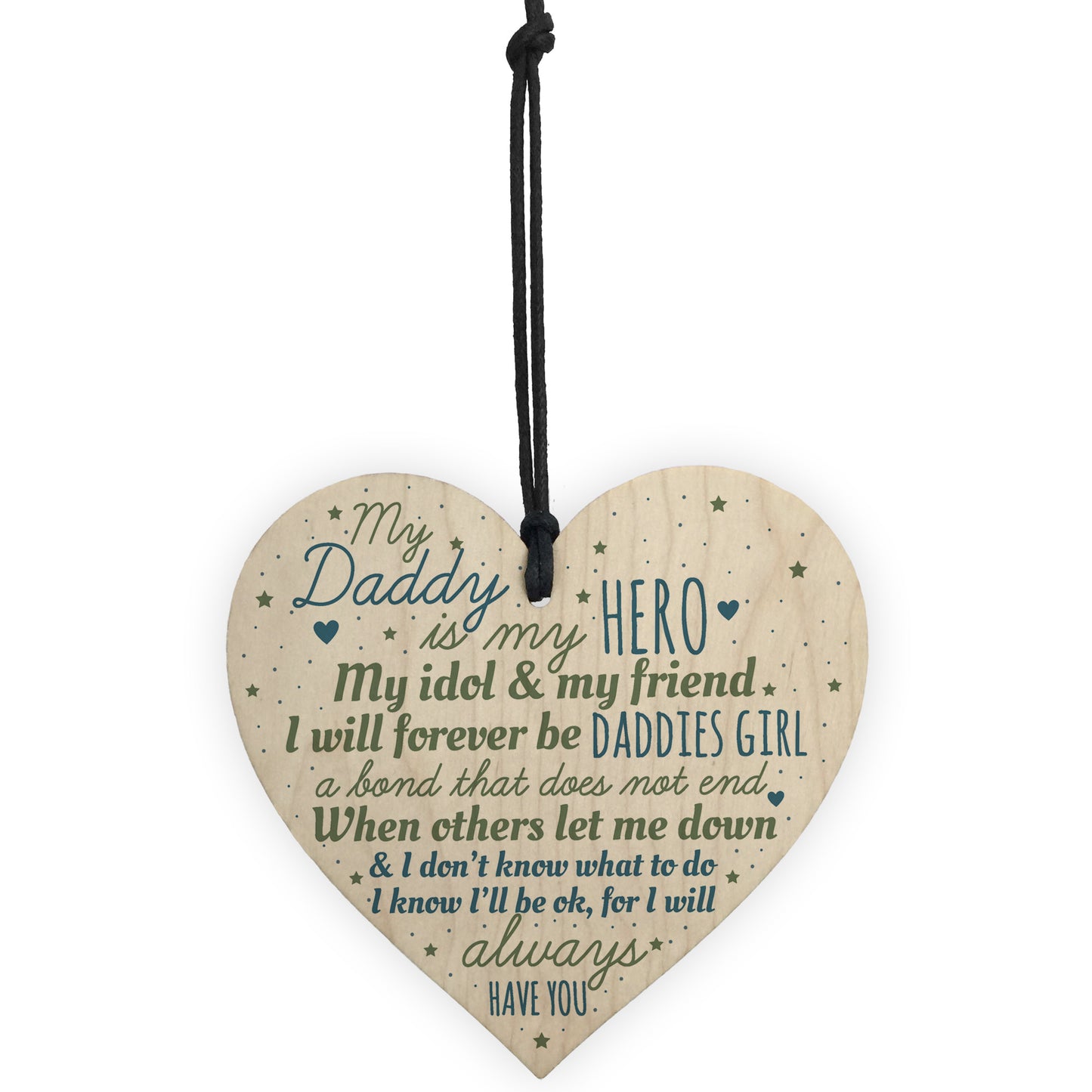 Daddies Girl Daddy Dad Gift Wood Heart Fathers Day Gift For Him