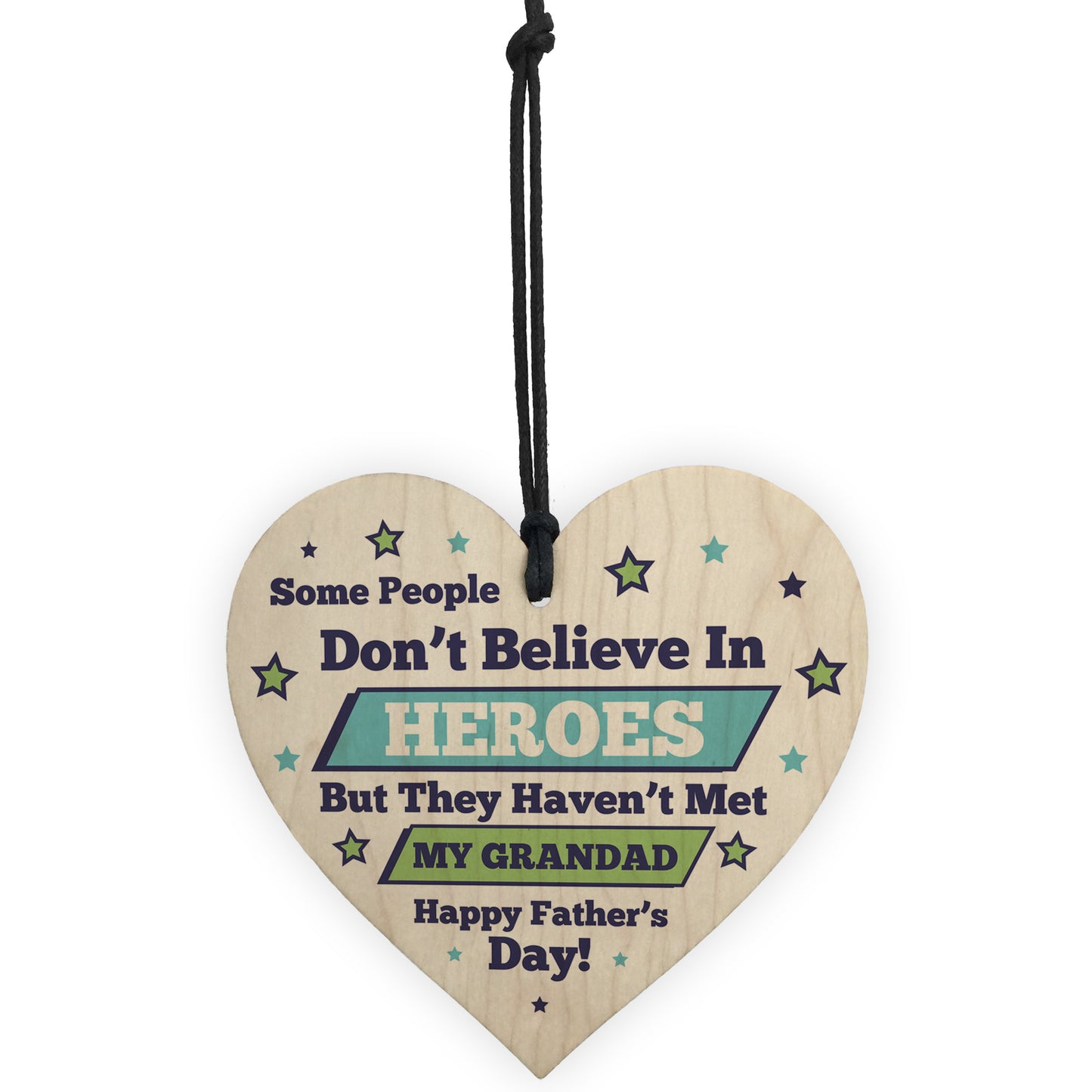 Fathers Day Gifts For Grandad Wood Heart Superhero Gift