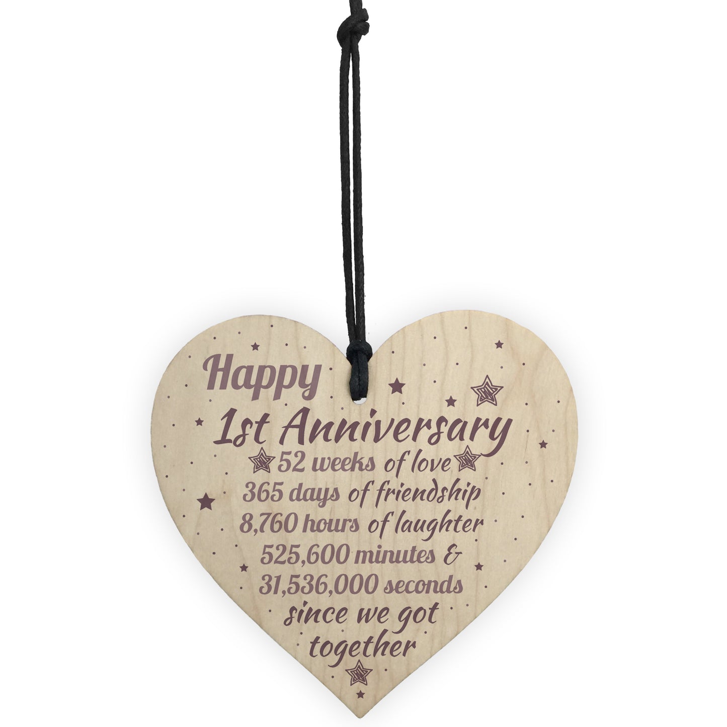 1st Wedding Anniversary Gift Wooden Heart Engagement Keepsake