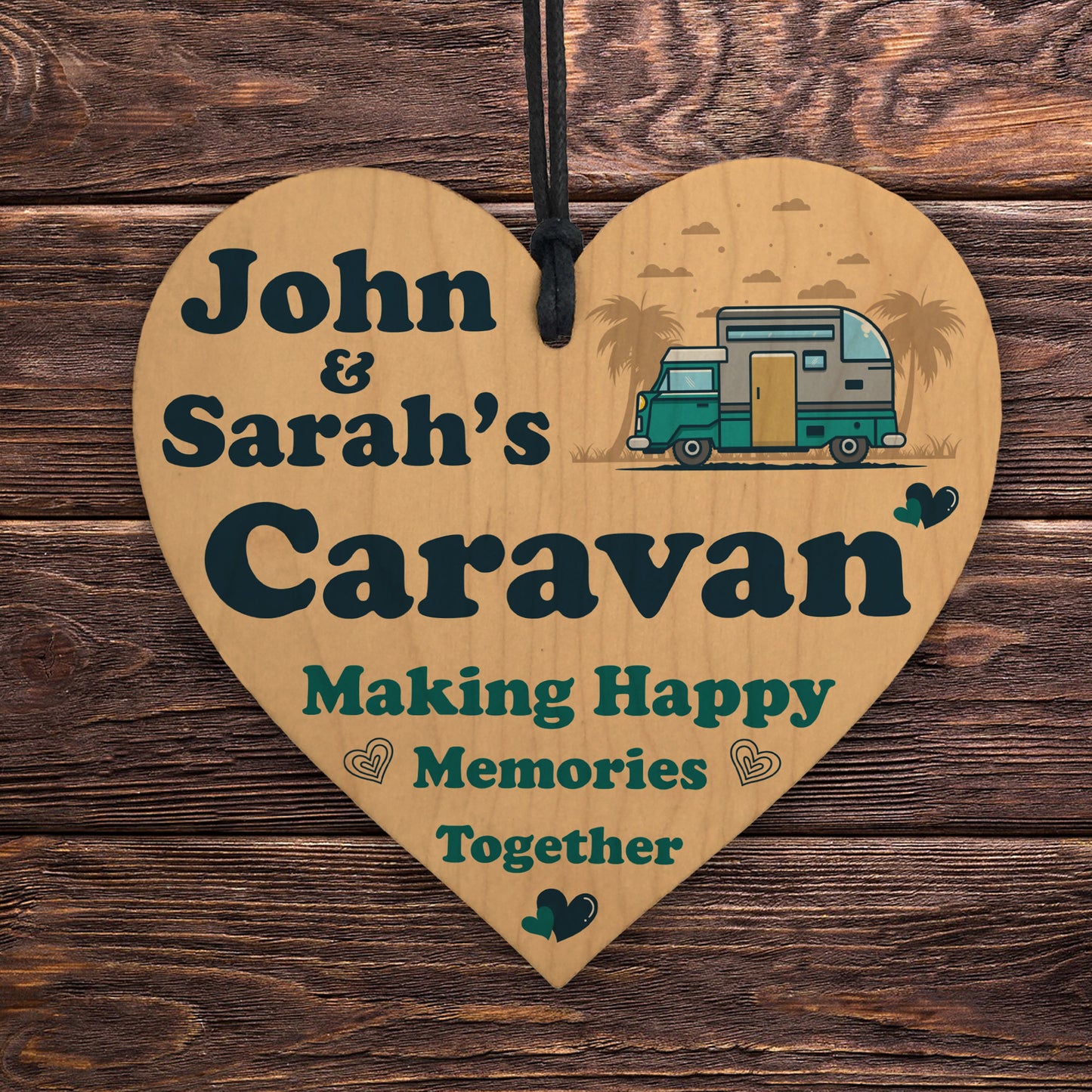 Personalised Caravan Sign Wood Heart Sign Caravan Gift Decor