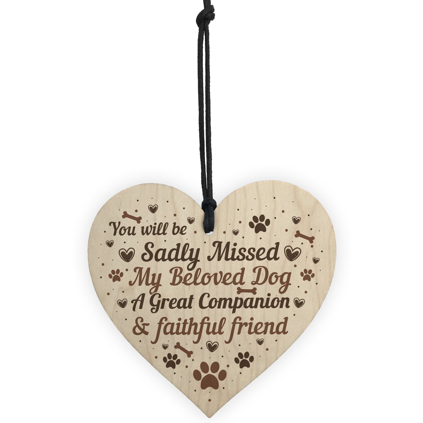 Pet Memorial Dog Wooden Heart Memorial Christmas Bauble Gift