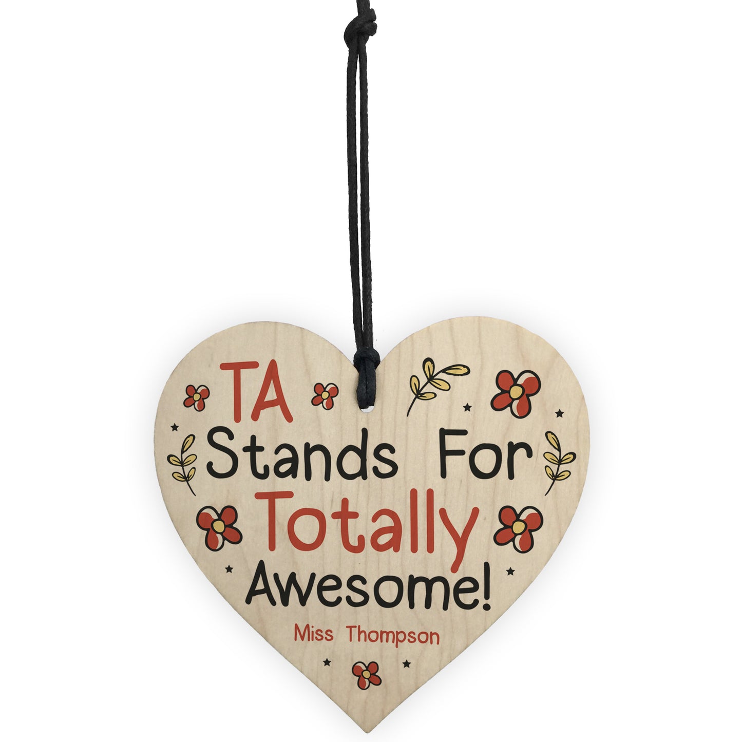 PERSONALISED Teaching Assistant TA Gifts Wood Heart Thank You