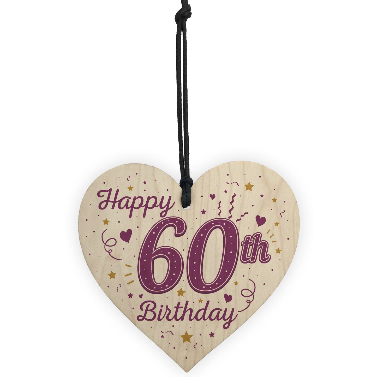 Happy 60th Birthday Handmade Wooden Heart Keepsake Friendship