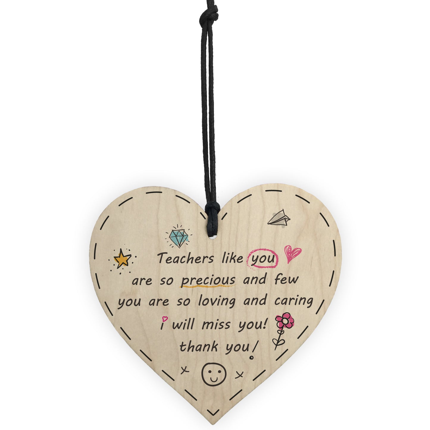 Teacher Leaving Gift Wood Heart Term End Present Thank You Sign