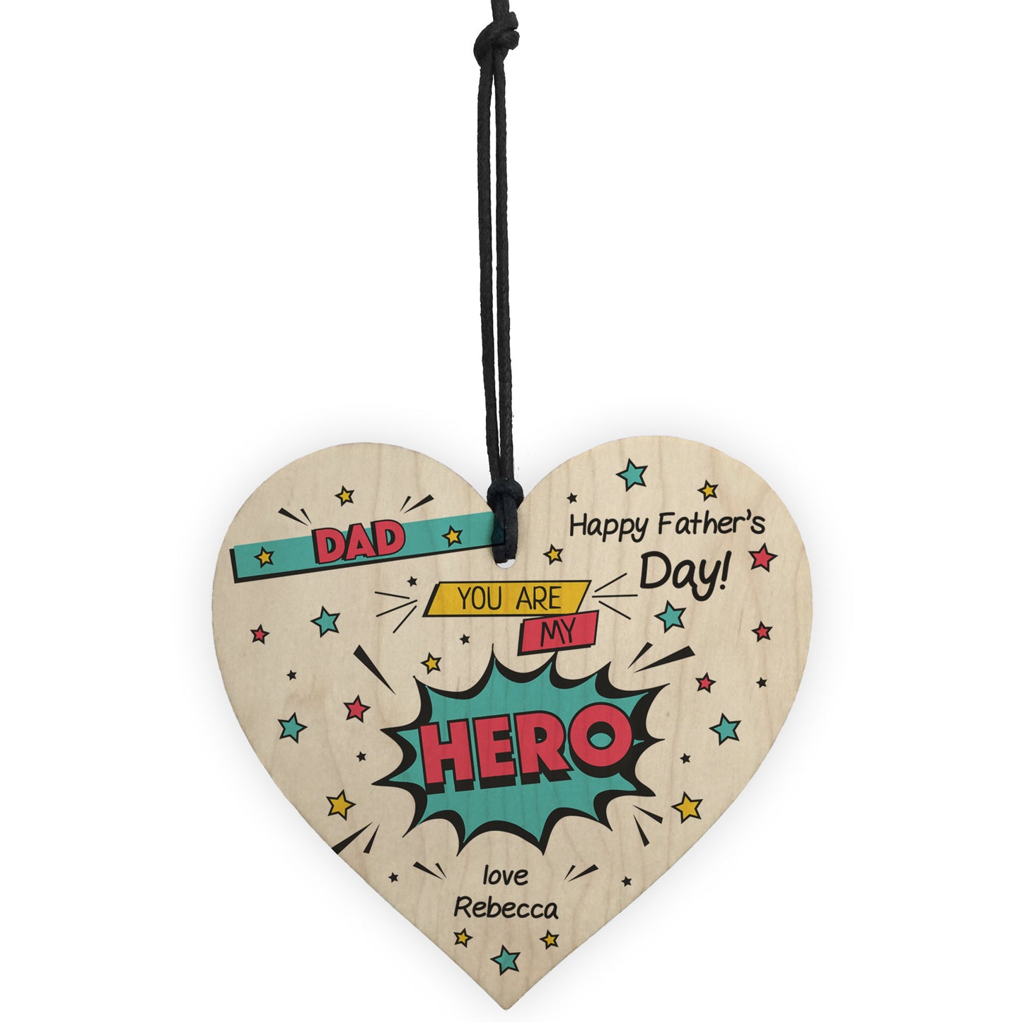 Fathers Day Gift For Dad Superhero Plaque Personalised Heart