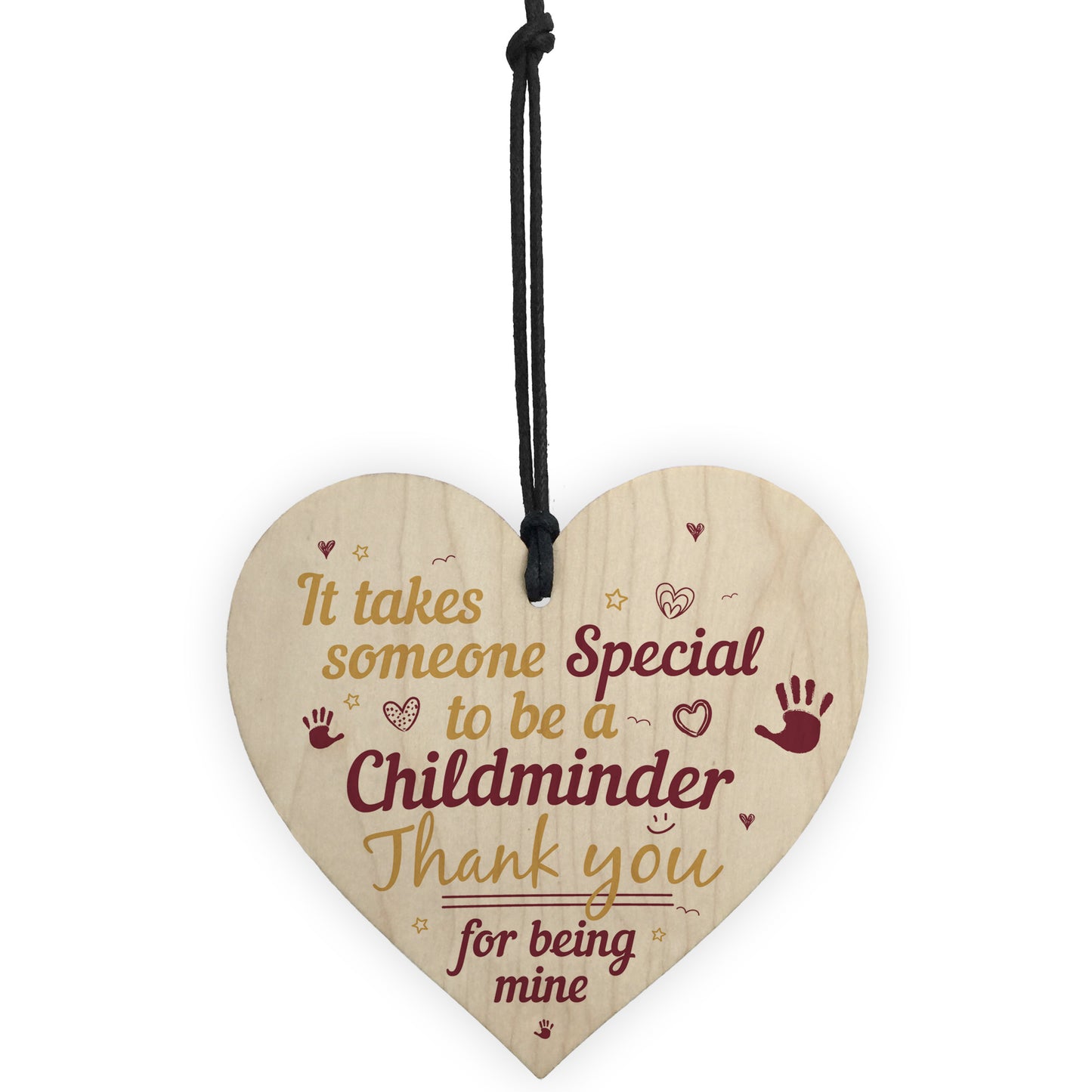 Special Childminder Wooden Heart Babysitter Plaque ThankYou Sign