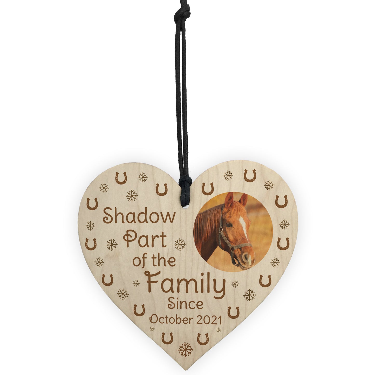 Personalised Horse Sign Wood Hanging Heart Photo Horse Lover