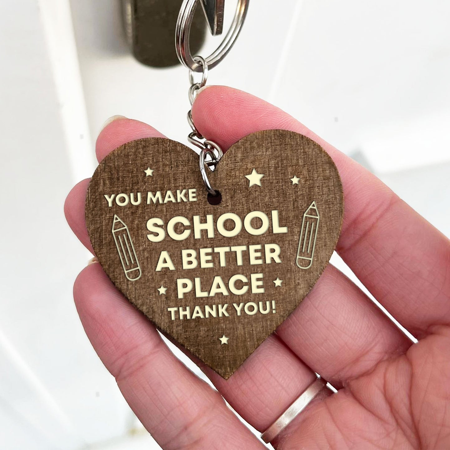 Teacher Gift Wooden Keyring TA Thank You Gift For Him Her