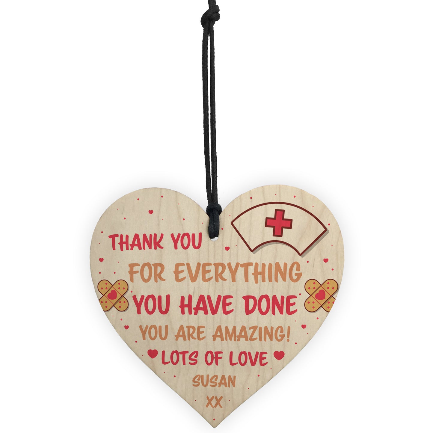 Personalised Gift For Nurse Wooden Heart Thank You Gift For Him