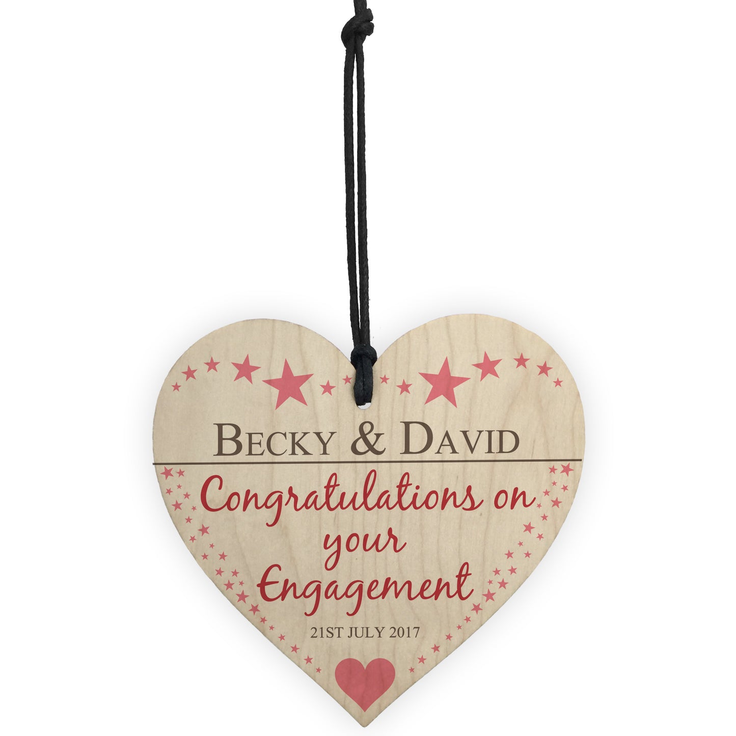 Personalised Congratulations Engagement Hanging Heart Sign Gift