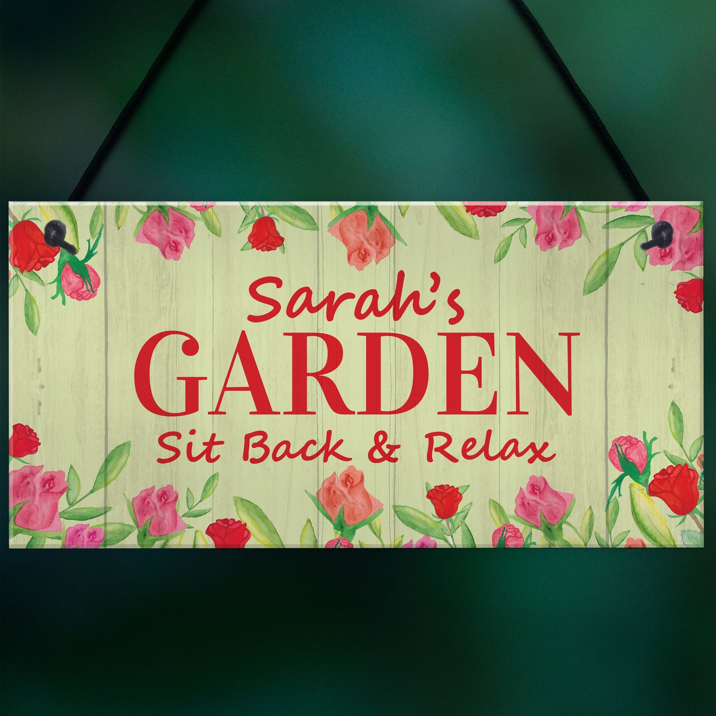 Garden Sign Personalised Hanging Plaque Summer House Decor