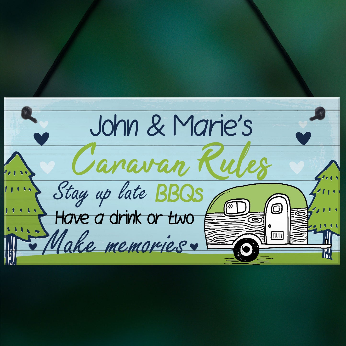 PERSONALISED Caravan Sign Hanging Caravan Rules Sign Novelty