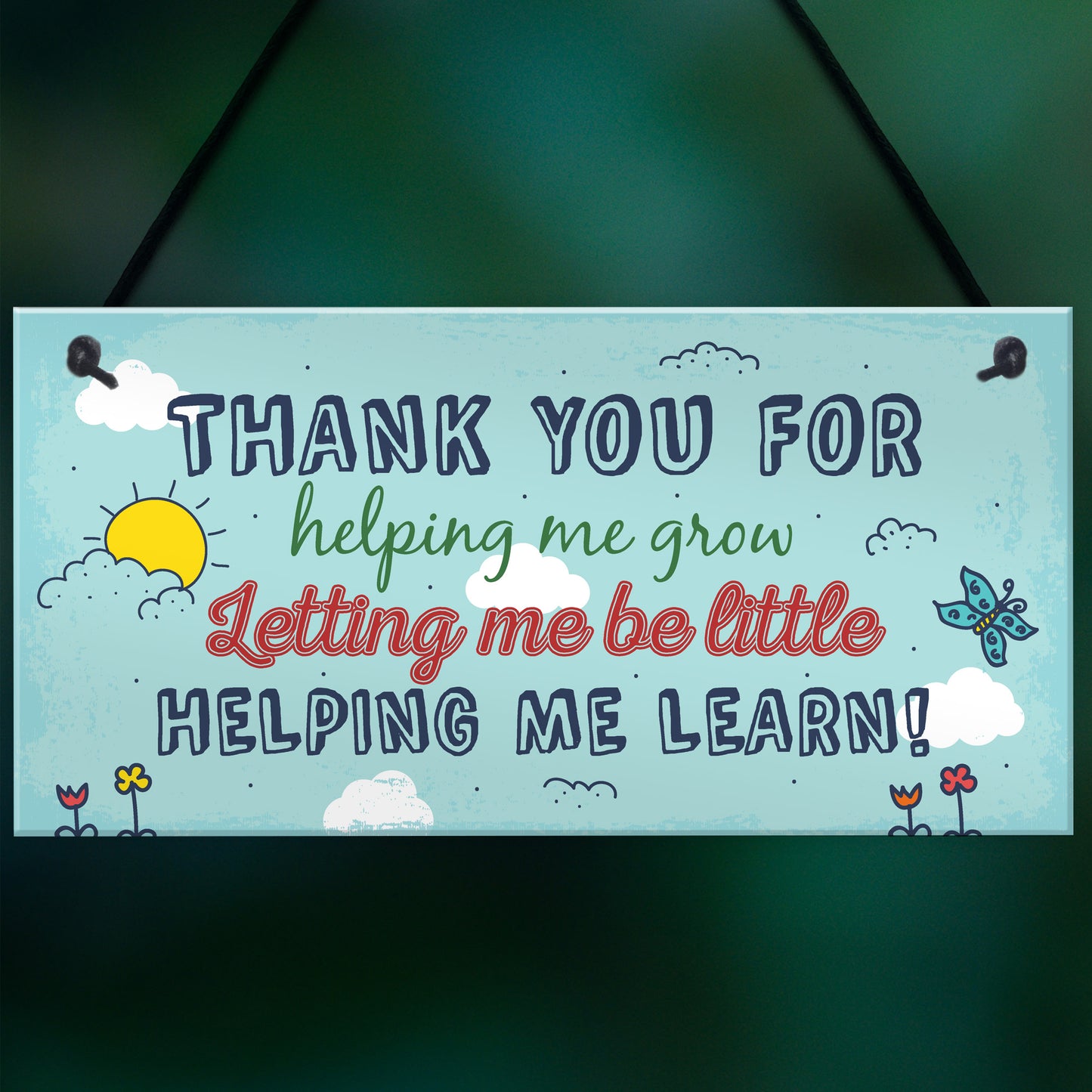 Nursery Teacher Preschool THANK YOU Gift Hanging Sign Plaque