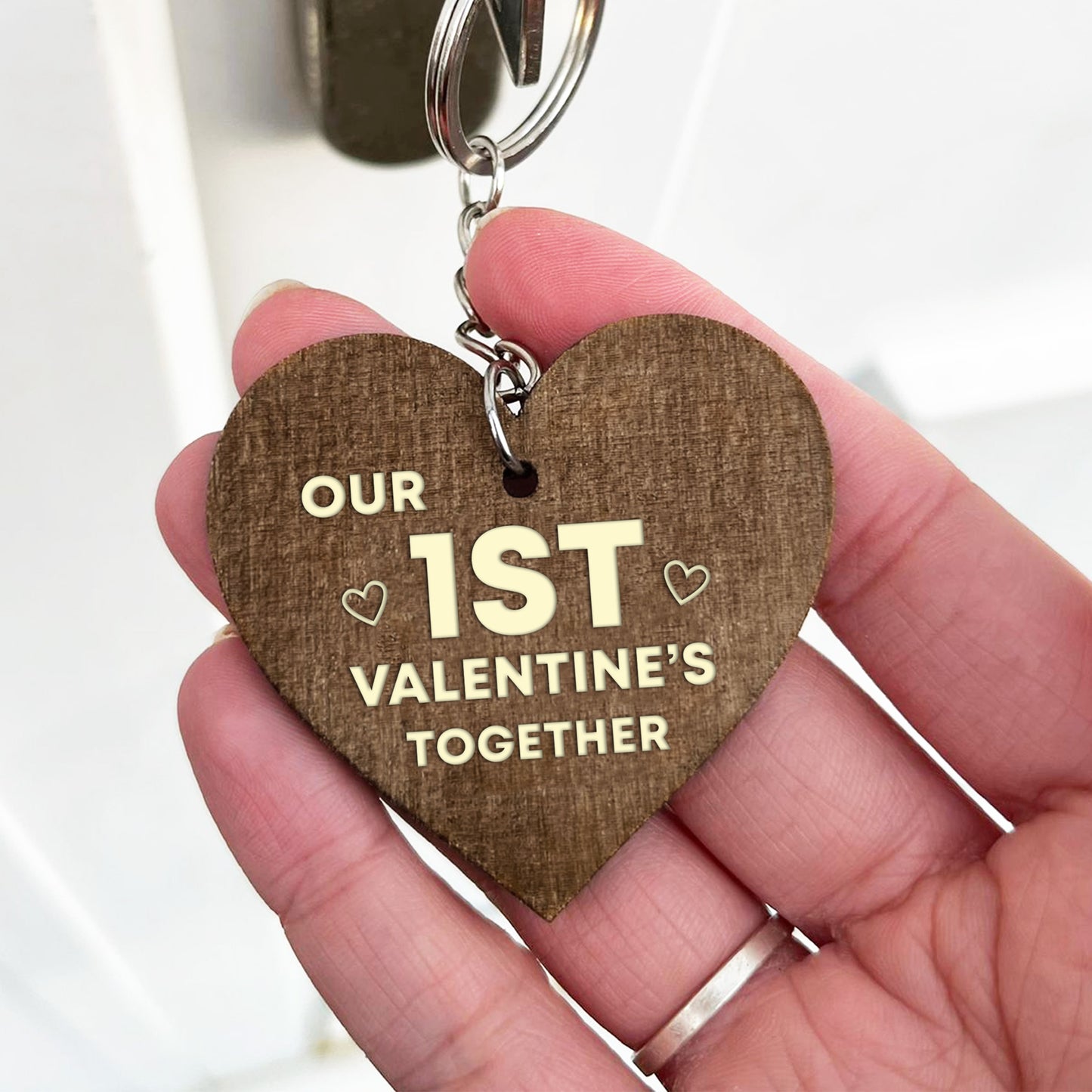 1st Valentines Day Gift Wood Keyring Valentines Gift For Him Her