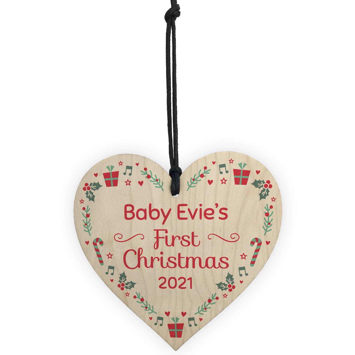 1st Christmas Bauble New Baby Tree Decoration Personalised Heart