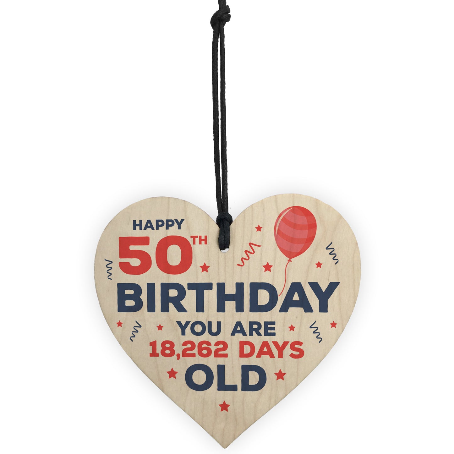 Happy 50th Birthday Funny Novelty Wooden Heart Birthday Gifts