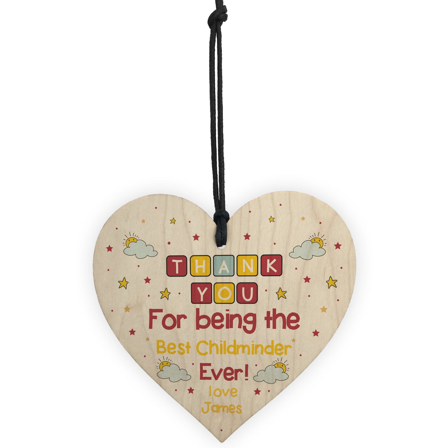 Personalised Thank You Childminder Gifts Wood Heart Sign Gift