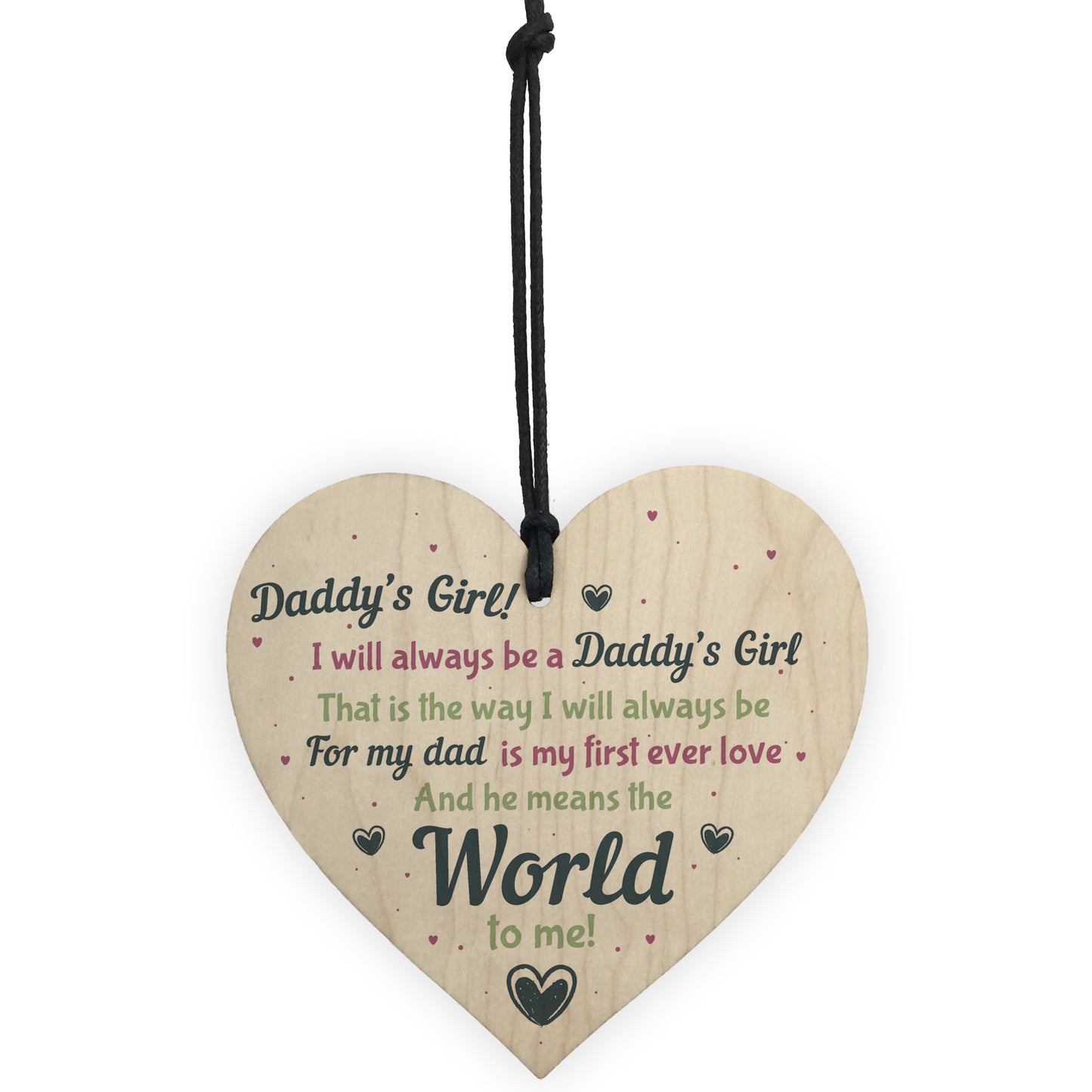 Daddy's Girl Wooden Heart Birthday FATHERS DAY Gift For Him