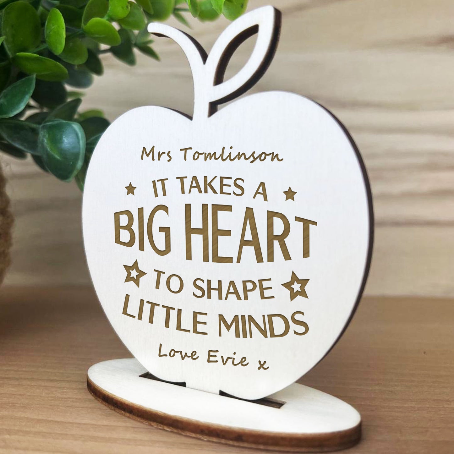 Thank You Teacher Gift Wood Apple School Nursery Pre School Gift