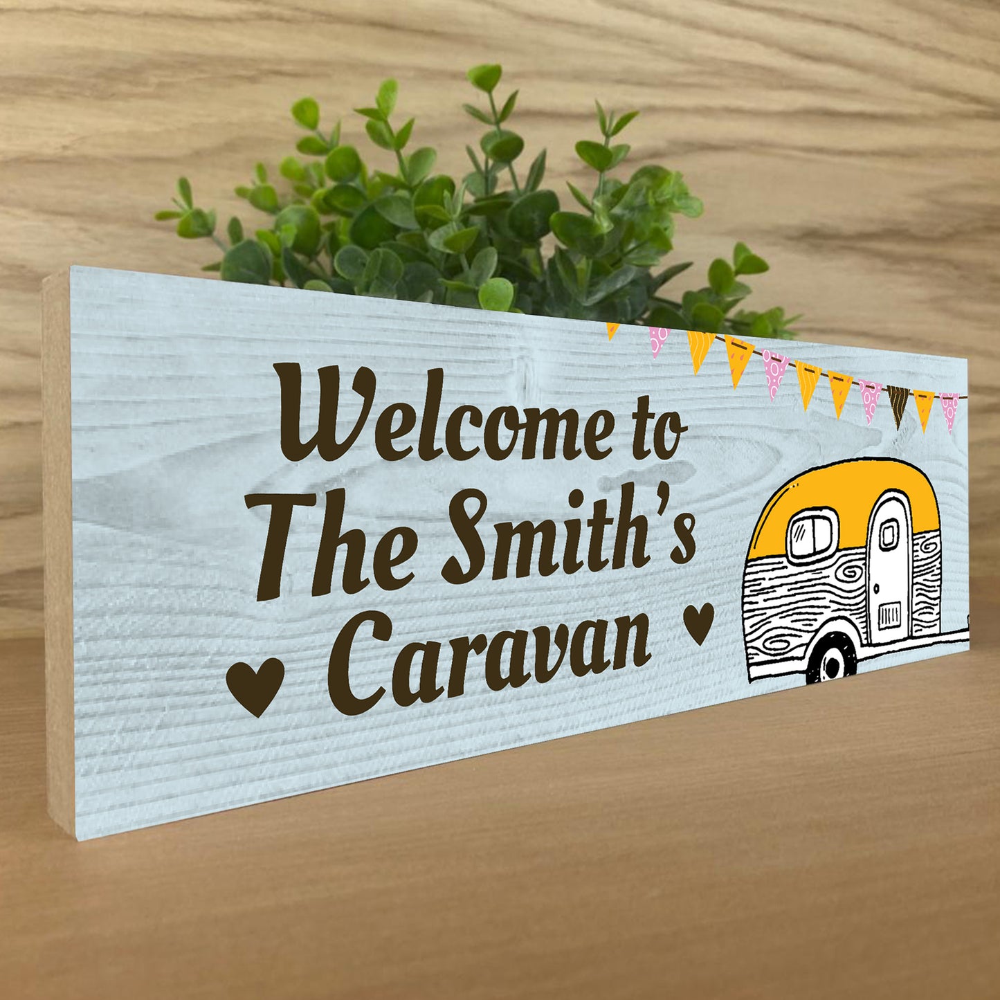 Personalised Caravan Wood Outdoor Sign Welcome Plaques