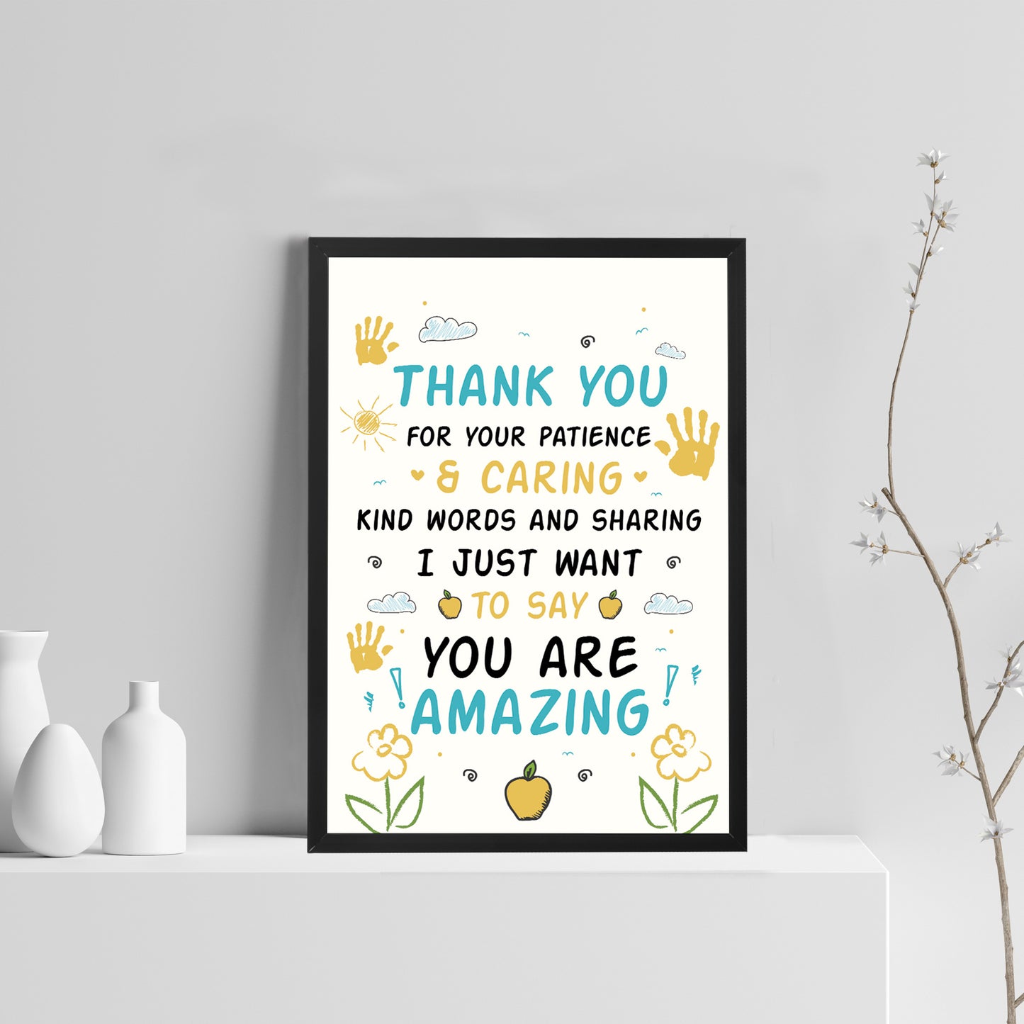 Thank You Nursery Teacher Gift Wall Print Leaving School Nursery